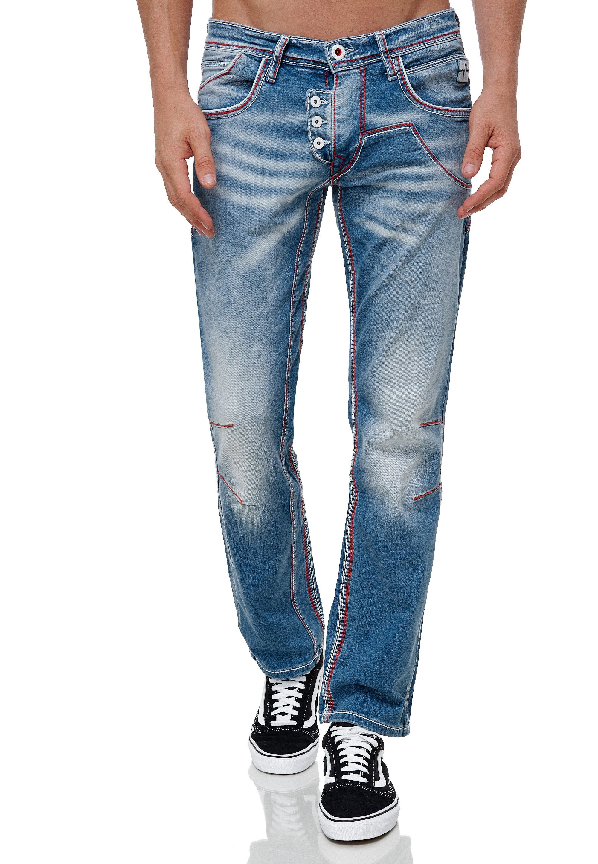 Rusty Neal Straight-Jeans RUBEN 46 mit auffälligen Ziernähten | Straight-Fit Jeans