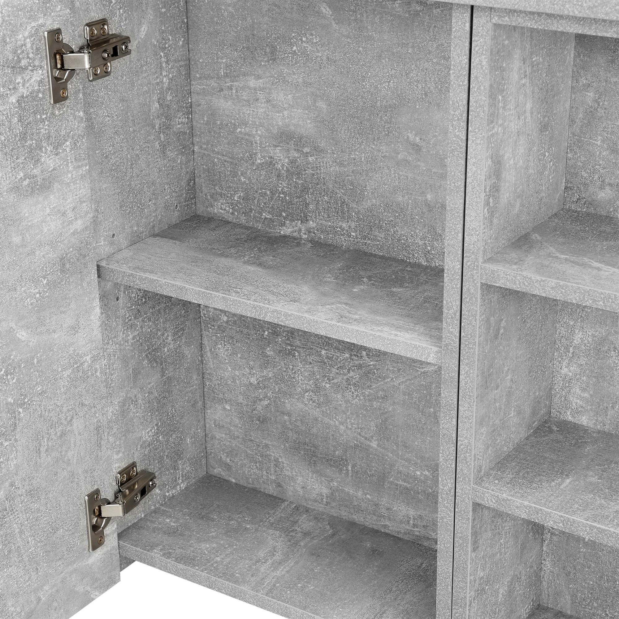 Betonfarben »Harstad« 64x80x20 Wandschrank Badezimmerspiegelschrank mit verspiegelter en.casa Tür cm