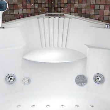 AcquaVapore Whirlpool-Badewanne Whirlpool Pool Badewanne Eckwanne Wanne W25, (1-tlg), Mit Fußgestell und Ablaufgarnitur