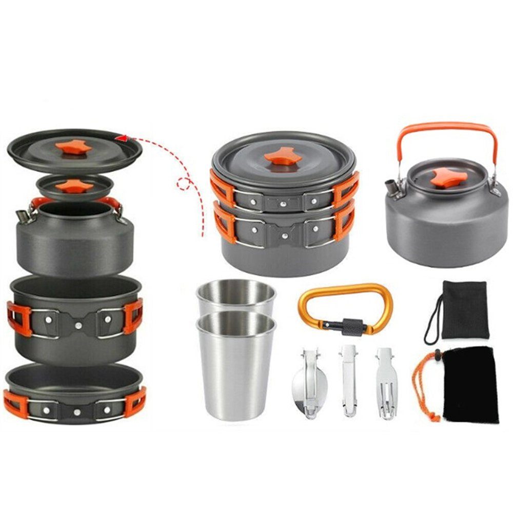 Orange Dsen Geschirr-Set Aluminium-Kochset für Camping-Besteck, tragbares draußen
