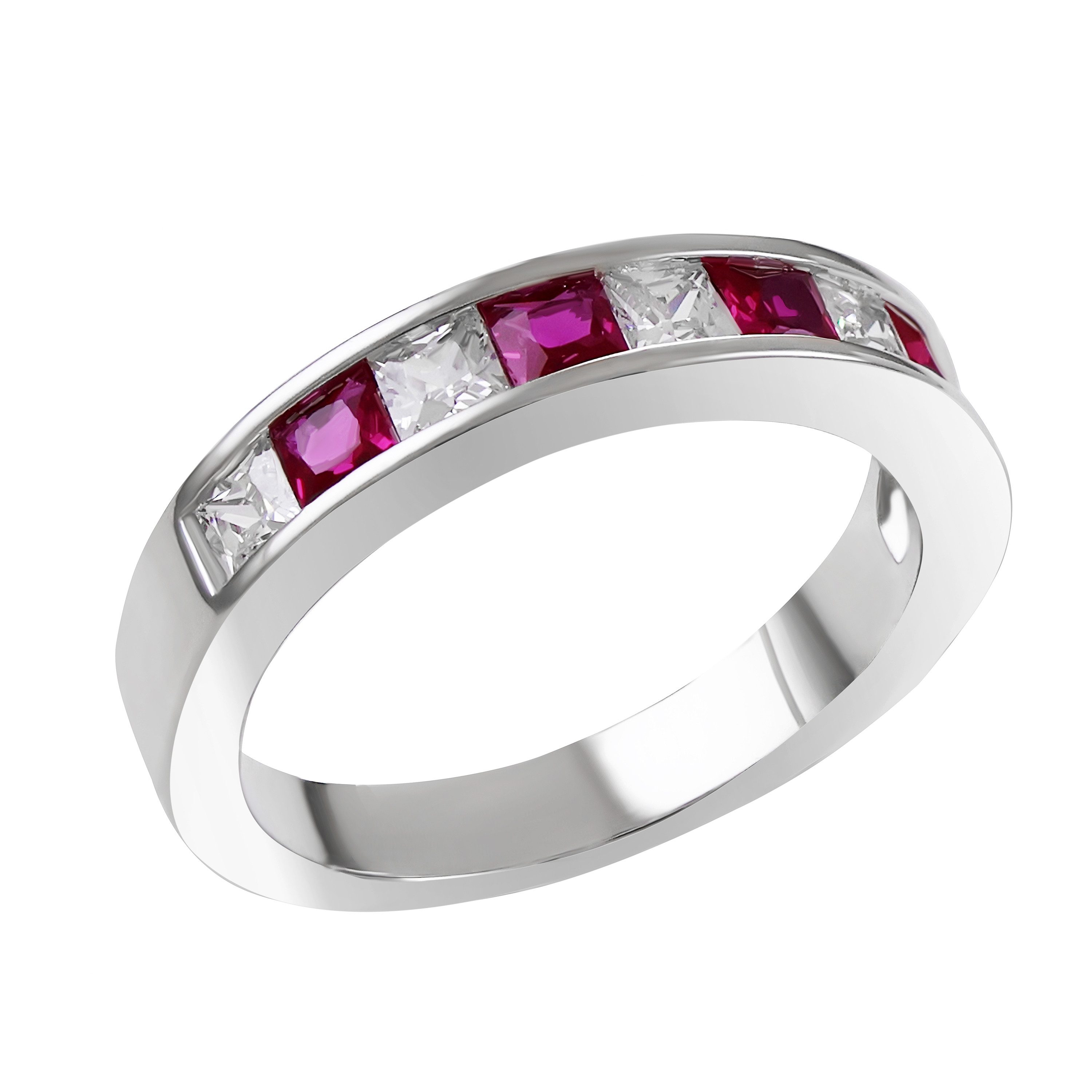 Firetti Fingerring Schmuck Geschenk Silber 925 Damenring Bandring quadratisch, mit Zirkonia (synth), Glasstein
