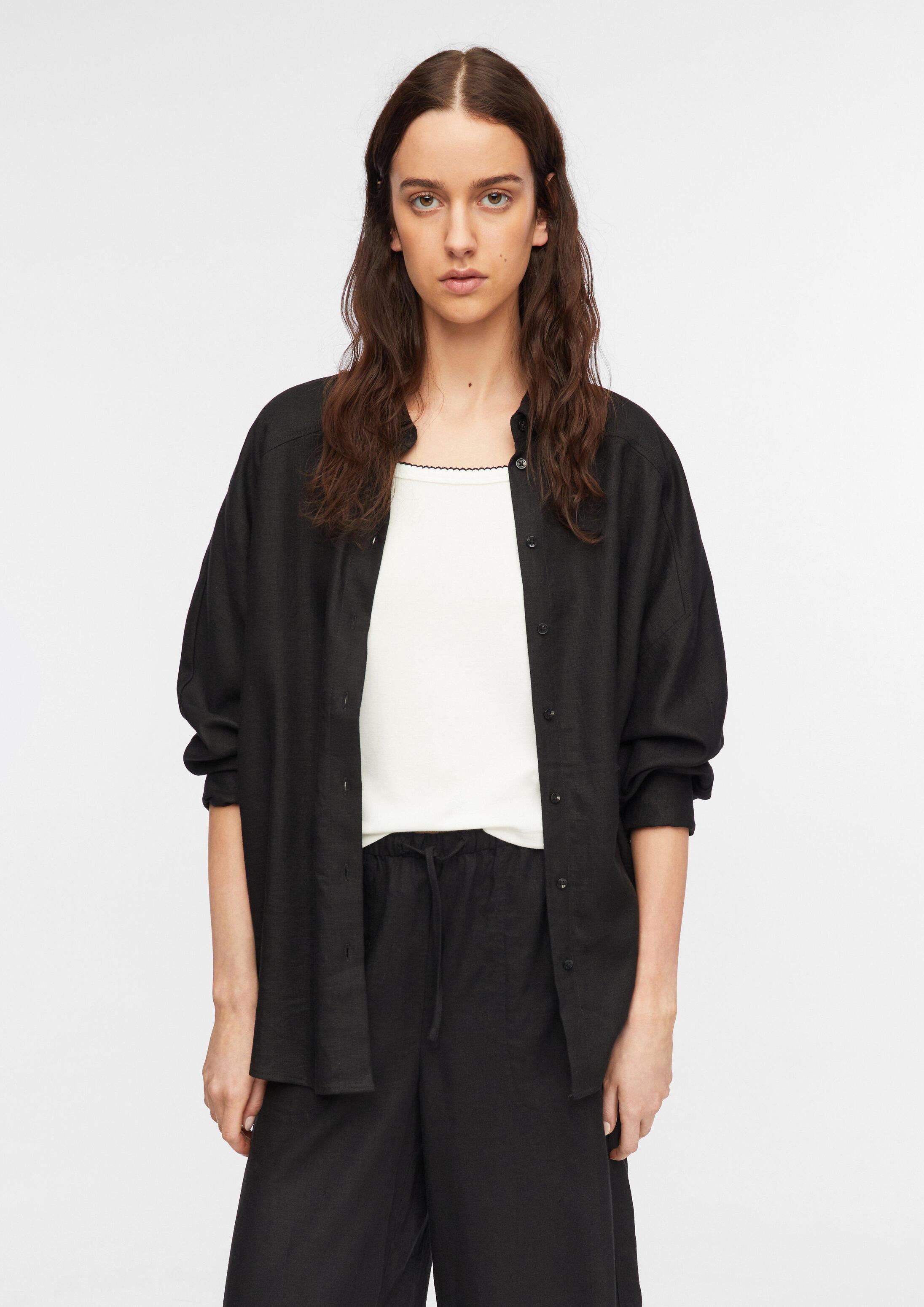 comma Langarmbluse Bluse Bluse aus Leinenmix mit Fledermausärmeln