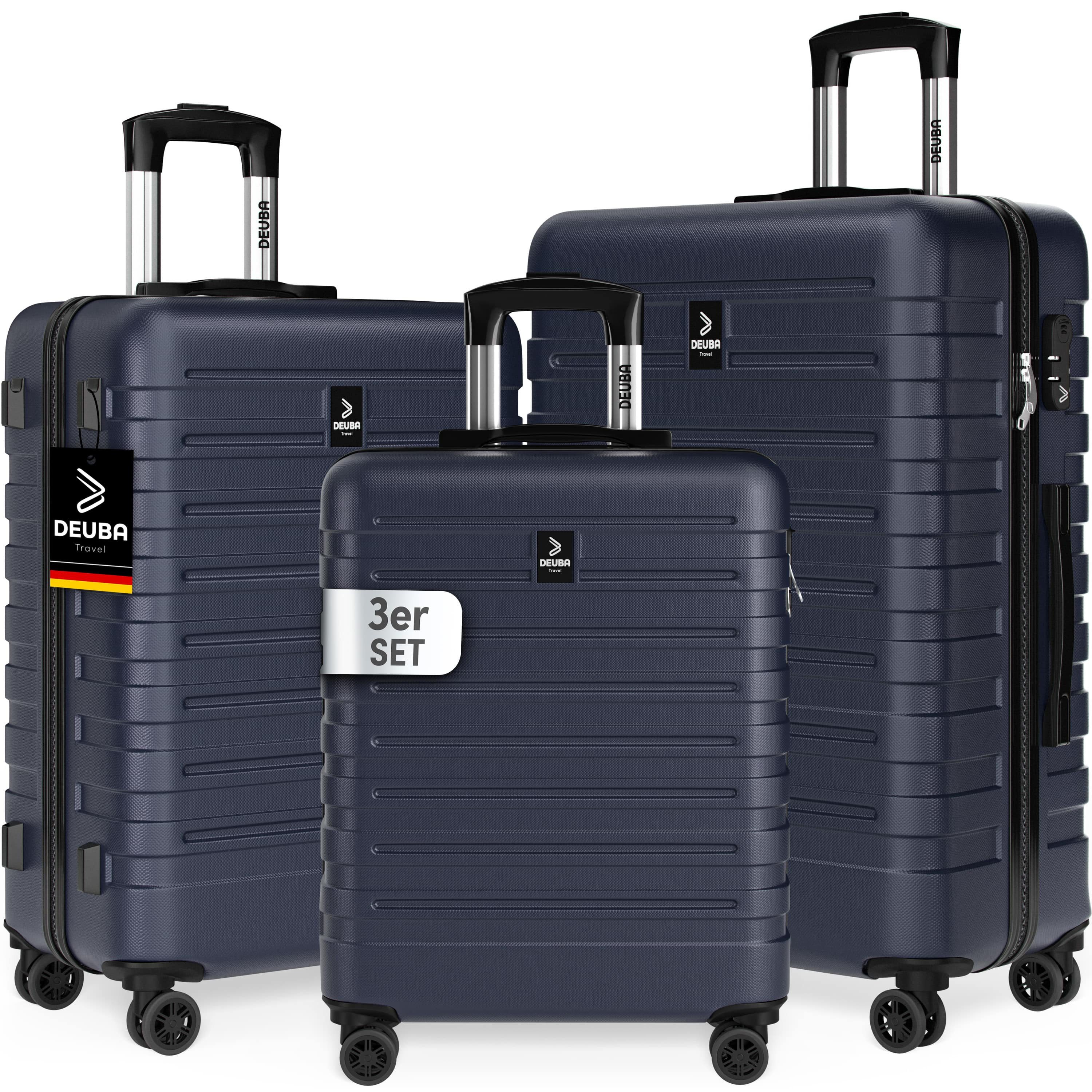 Deuba Kofferset, Handgepäck Koffer 55x40x20 Sicherer Stauraum Kreuzgurt PVC Reisekoffer