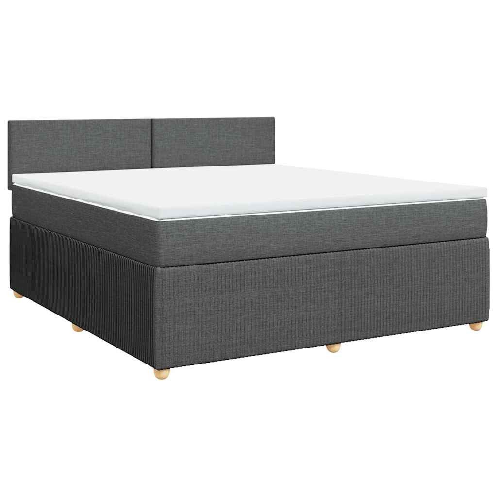 Bett Boxspringbett mit Matratze Dunkelgrau 180x200 cm Stoff