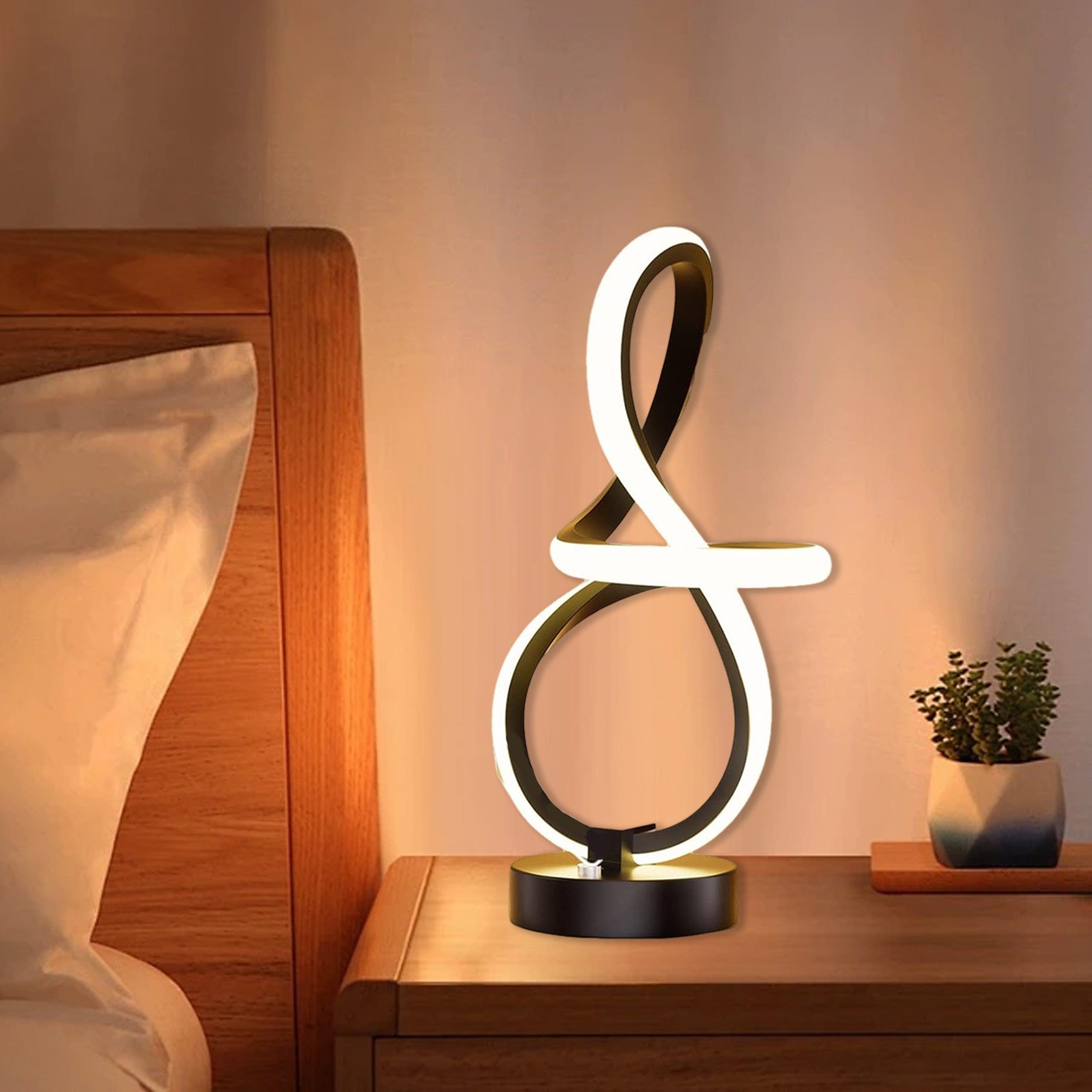 Masbekte Nachttischlampe Dimmbar Tischlampe, 7-farbige Tischleuchte, günstig online kaufen