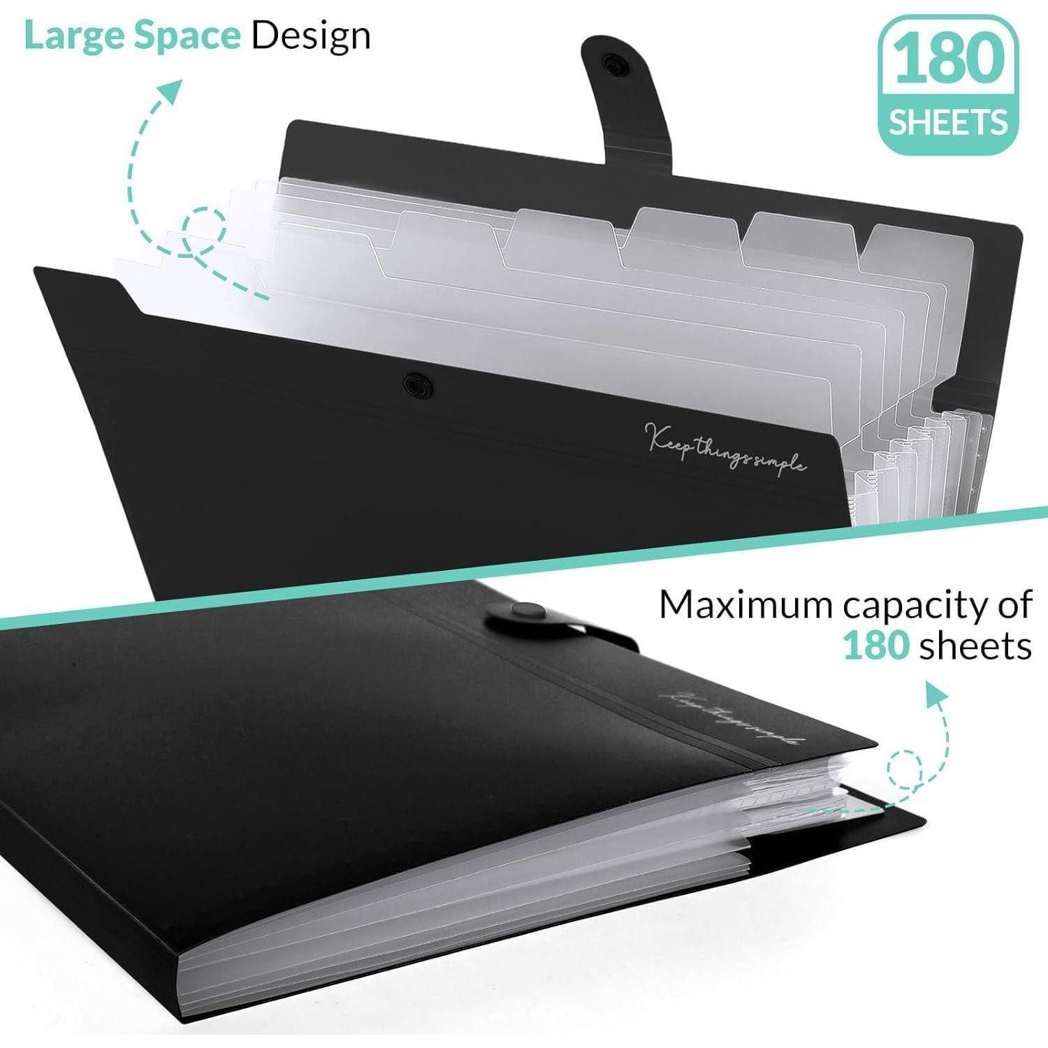 LuxusKollektion Fächermappe Dokumentenmappe Fächermappe Organizer A4 8 Tasche Schwarz