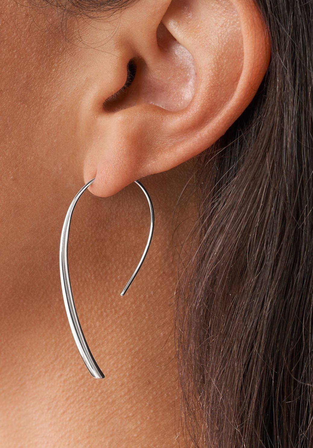 Fossil Paar Ohrhaken Schmuck Edelstahl Ohrringe Bevel Hoop Fashion