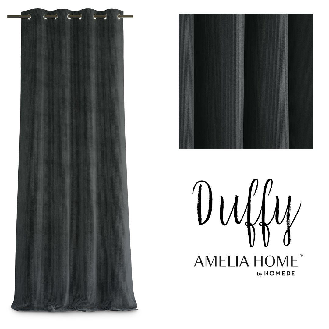 Ösen Vorhang AmeliaHome, blickdicht, Vorhang (1 elegant blickdicht, mit Anthrazit langlebig Ösen Aufhängung, pflegeleicht, & Ösenvorhang, Duffy St),