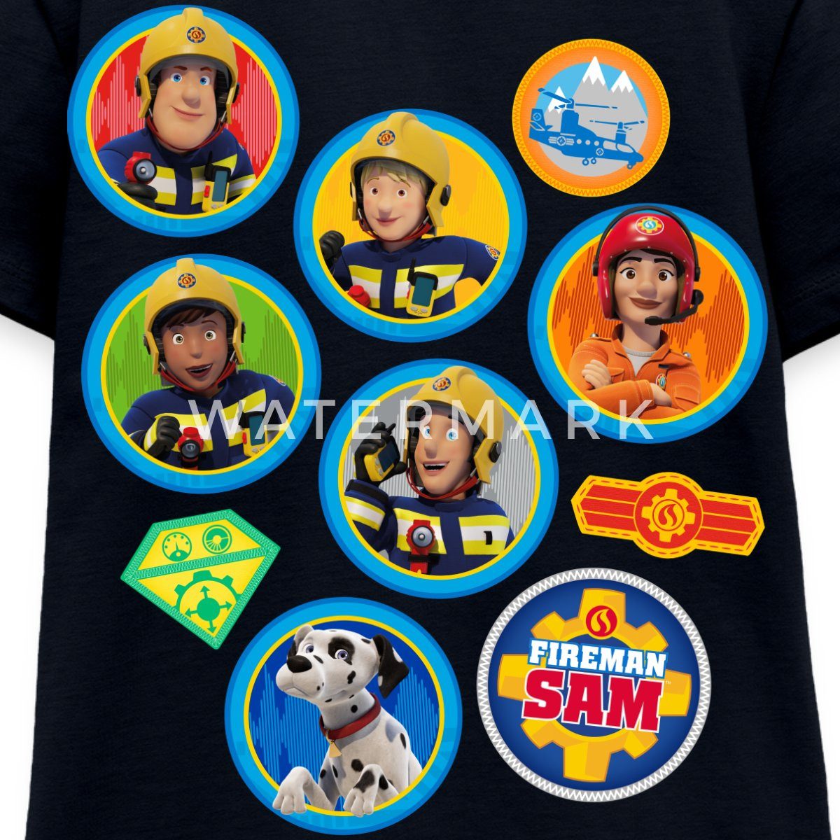 Spreadshirt T-Shirt Feuerwehrmann Sam™ Patch-Design Vom Ganzen Team Kinder Premium T-Shirt (1-tlg)