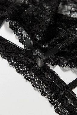 Organza Lingerie Strumpfhalter, in schwarz mit breiter Spitze und Bänderdetails, sexy Dessous