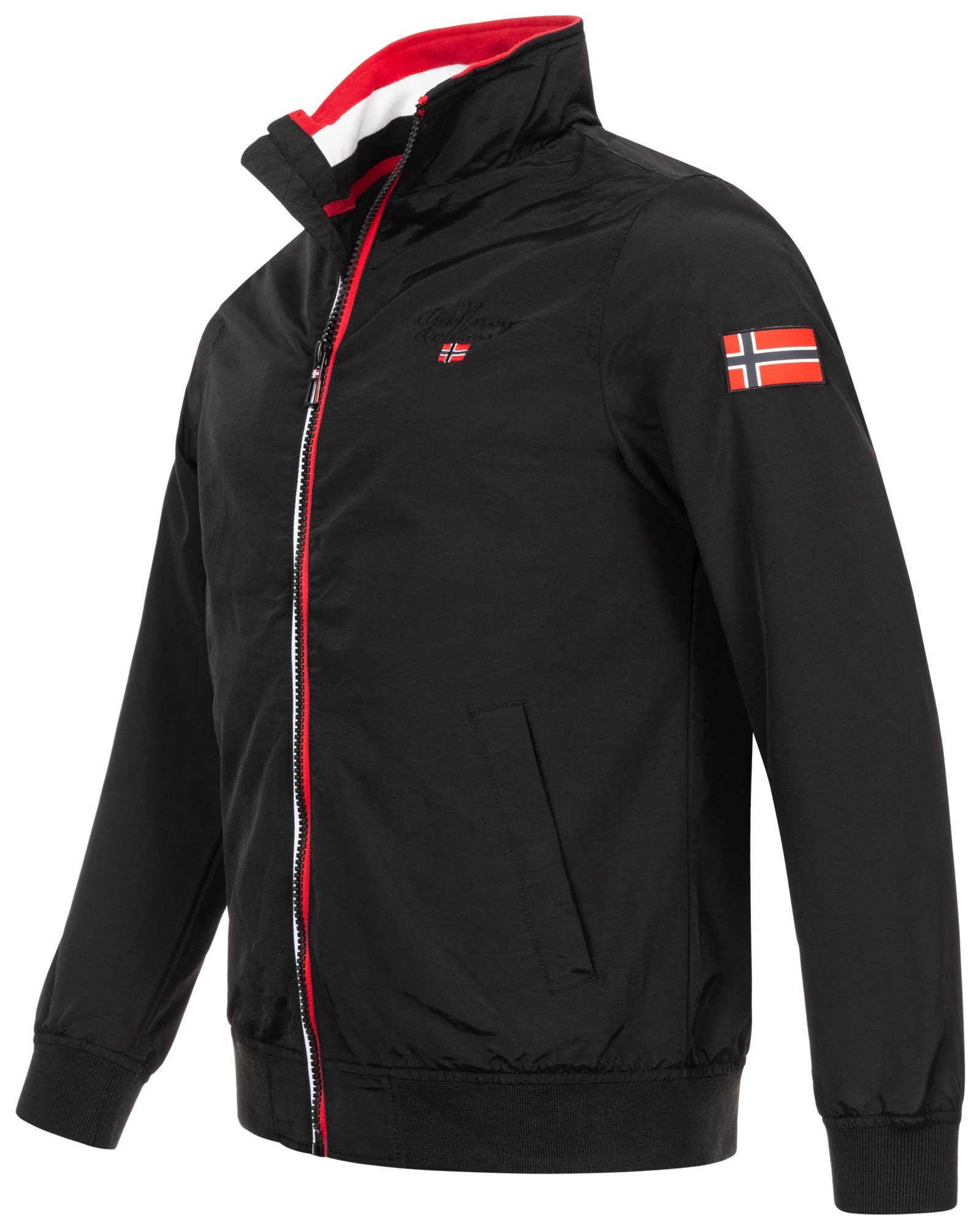 Schwarz Frühlingsjacke Blouson Steppjacke Herren Übergangsjacke Norway Windbreaker Geographical