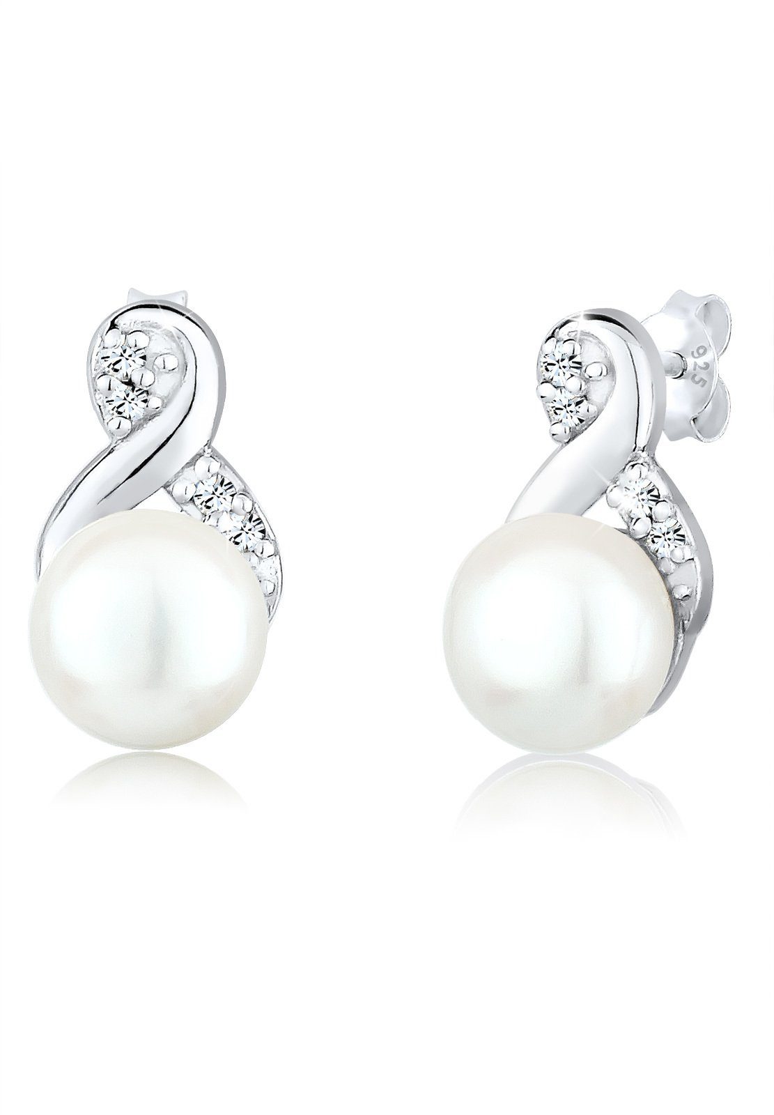 Elli Paar Ohrstecker Infinity Glas Kristalle Weiß 925 Sterling Silber günstig online kaufen