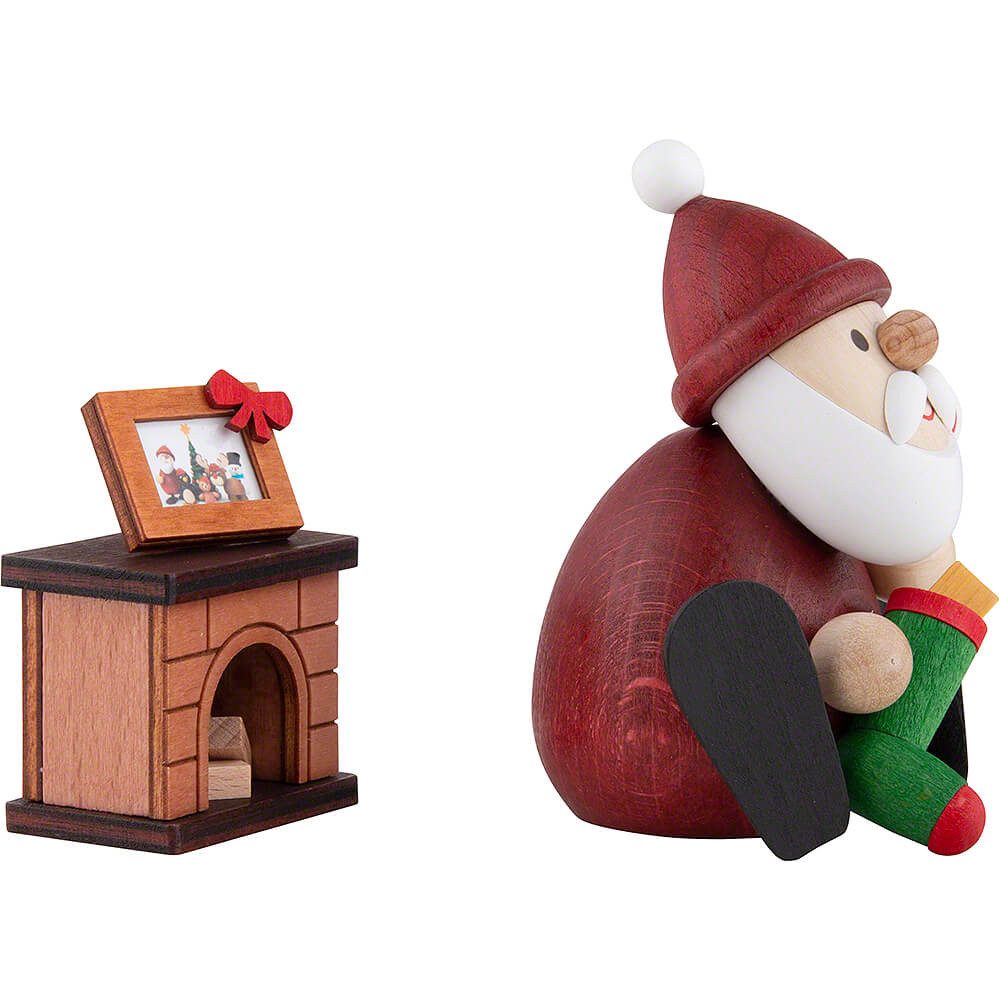Ullrich Kunsthandwerk Dekofigur Weihnachtsmann mit Kamin (8,5cm) von Ullrich Kunsthandwerk