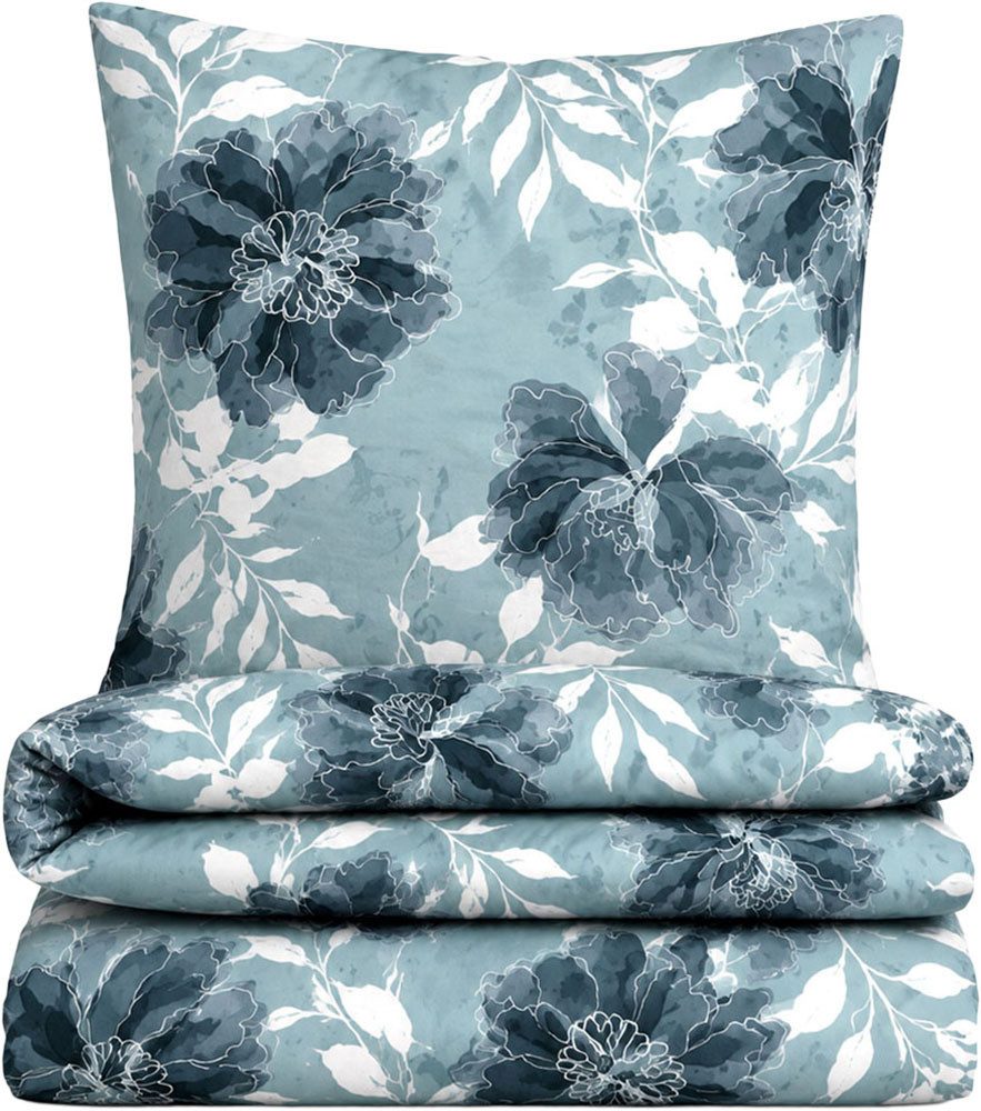 Castell - Markenbettwäsche Bettwäsche 0350385 Polycotton-Biber Bettwäsche 69% Baumwolle, 31% Polyester, Polycotton, 2 teilig, wärmend weich, Reißverschluss, Winterbettwäsche, geblümt