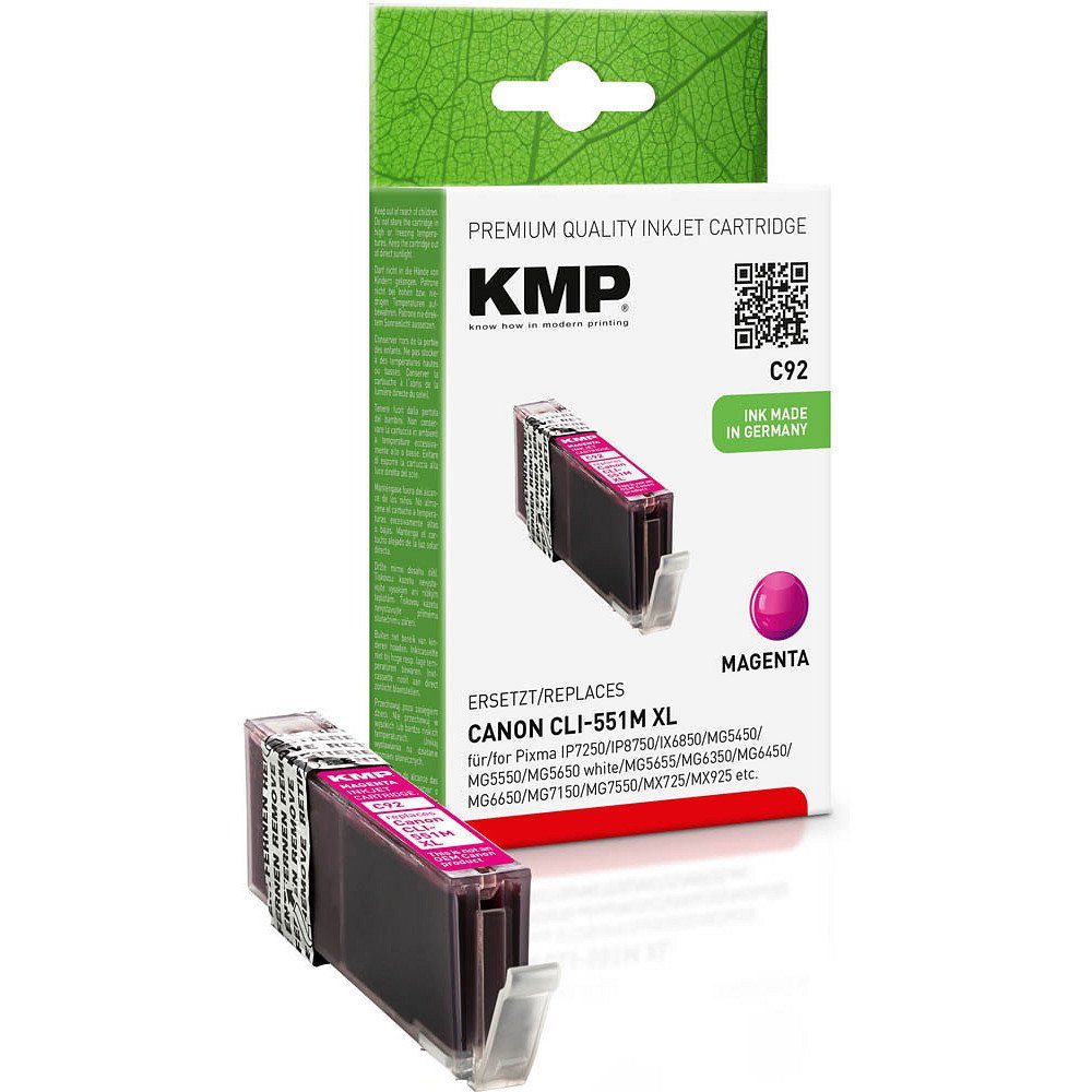 KMP 1 Tinte C92 ERSETZT Canon CLI-551XL - magenta Tintenpatrone (1 Farbe, 1-tlg)