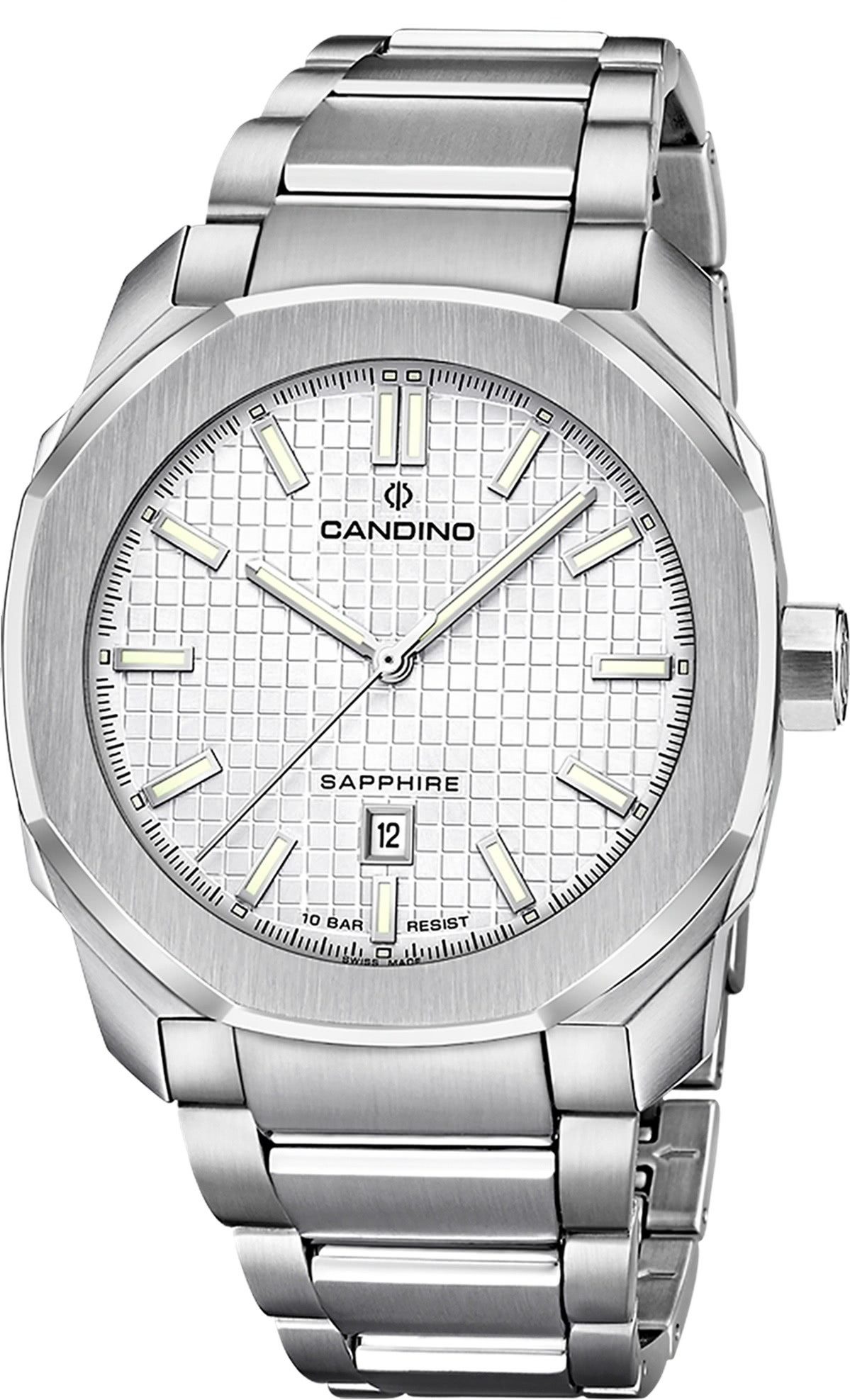 Candino Quarzuhr Candino Herrenuhr Edelstahl silber, (Analoguhr), Herren Armbanduhr rund, Edelstahlarmband silber, Sport
