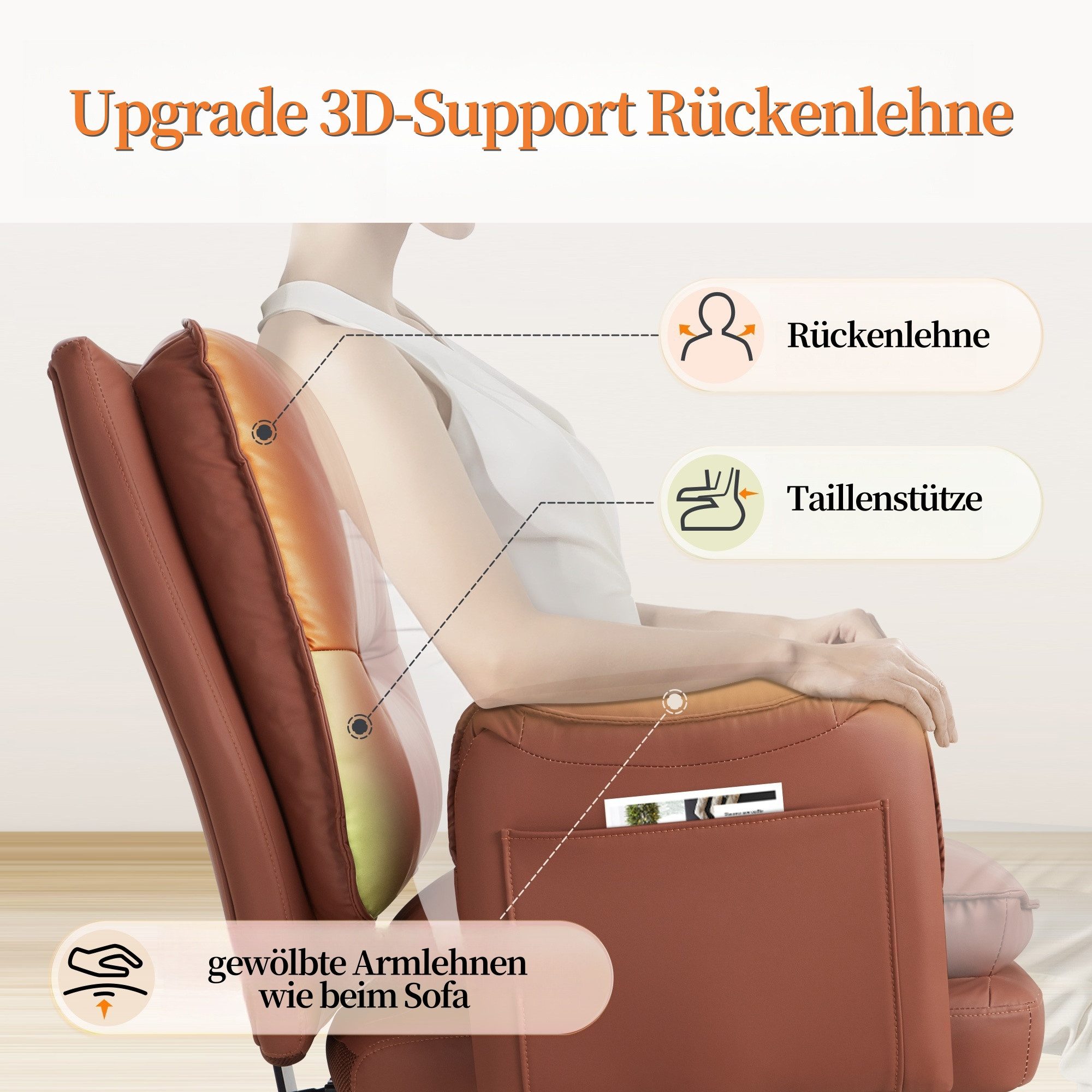 IWMH Chefsessel Ergonimischer Bürostuhl mit Armlehnen (Höhenverstellbarer E günstig online kaufen