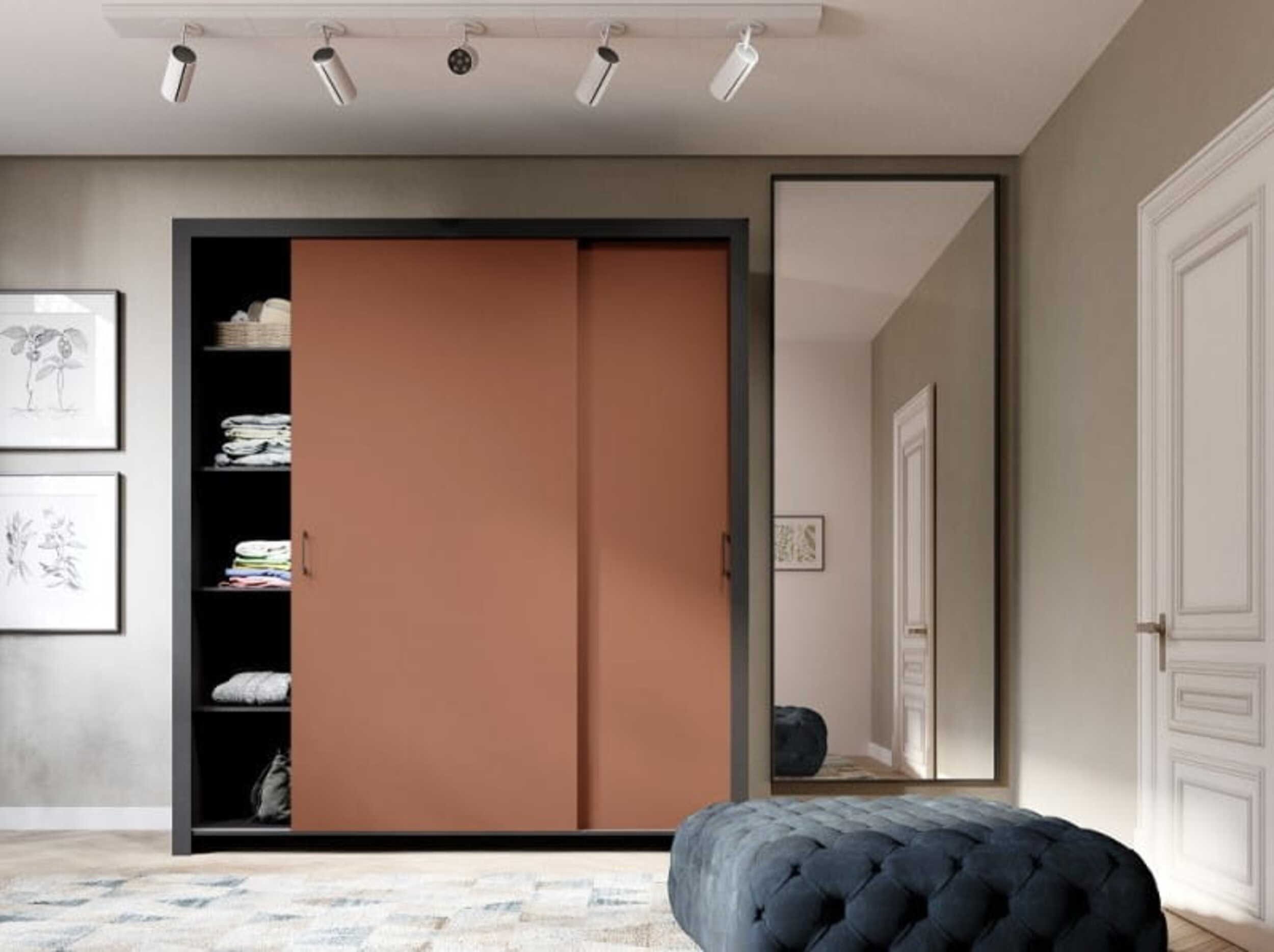 MOEBLO Kleiderschrank Sahara 185/250 (Moderner Kleiderschrank mit Schiebetüren, Kleiderstange & Einlegeböden, Garderobenschrank für Schlafzimmer & Wohnzimmer) BxHxT: 185/250x206x60 cm
