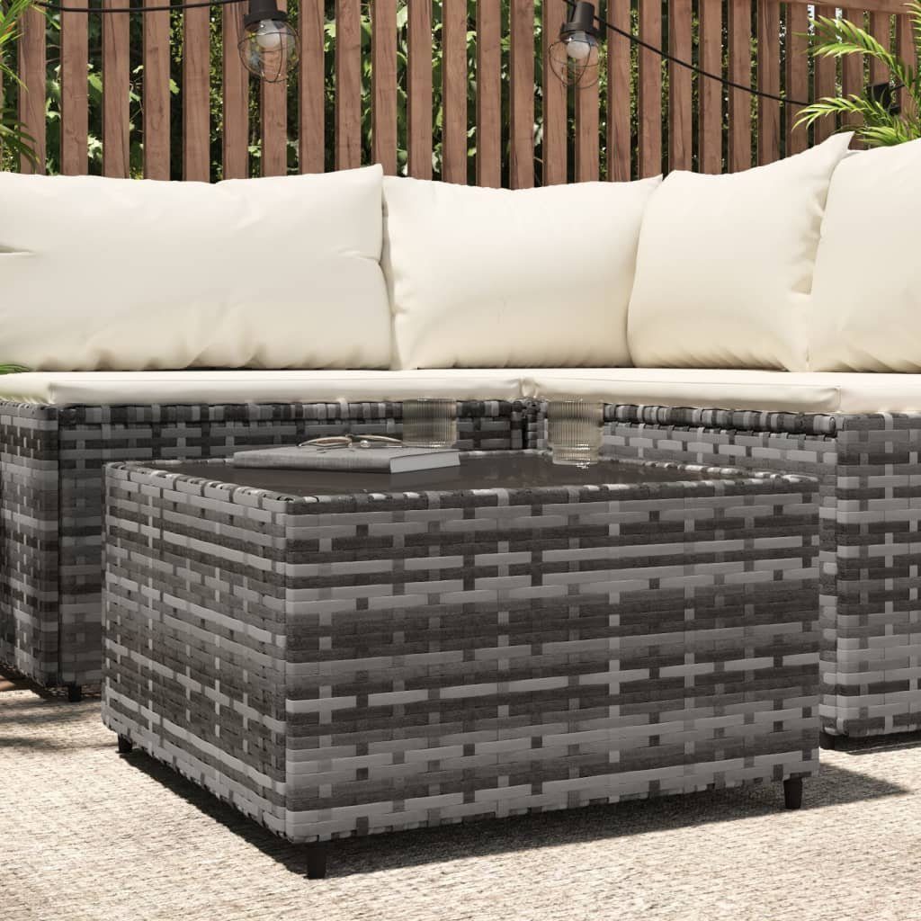 vidaXL Gartentisch Garten-Couchtisch Quadratisch Grau 50x50x30 cm Poly Rattan (1-St)