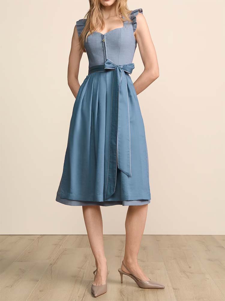 KRÜGER COLLECTION Dirndl Dirndl Isalyn Flügelarm 70cm Länge hellblau