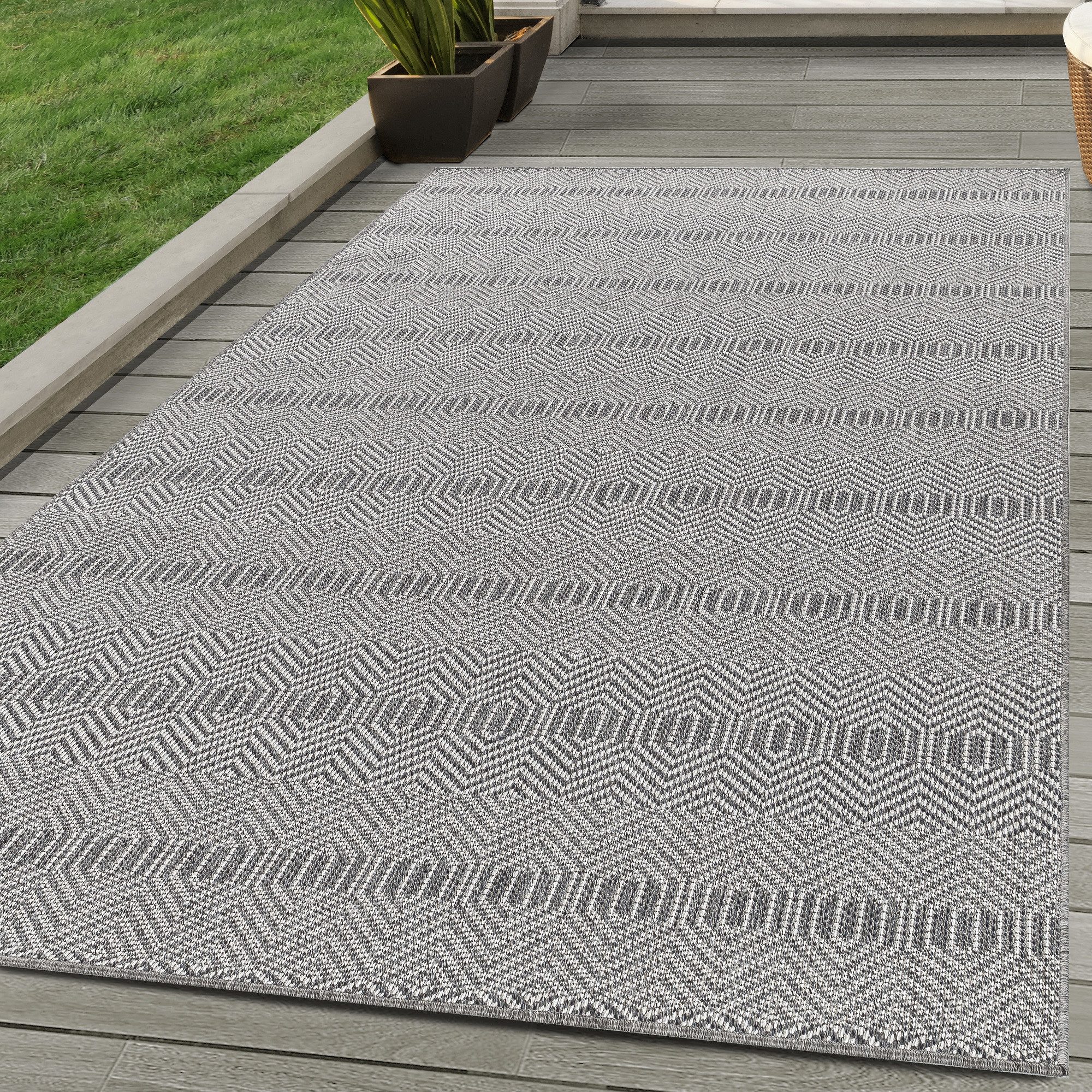Outdoorteppich Boho-Design, Carpettex, Läufer, Höhe: 7 mm, Outdoor Teppich Boho Design Wetterfest für Terrasse Balkon Küche
