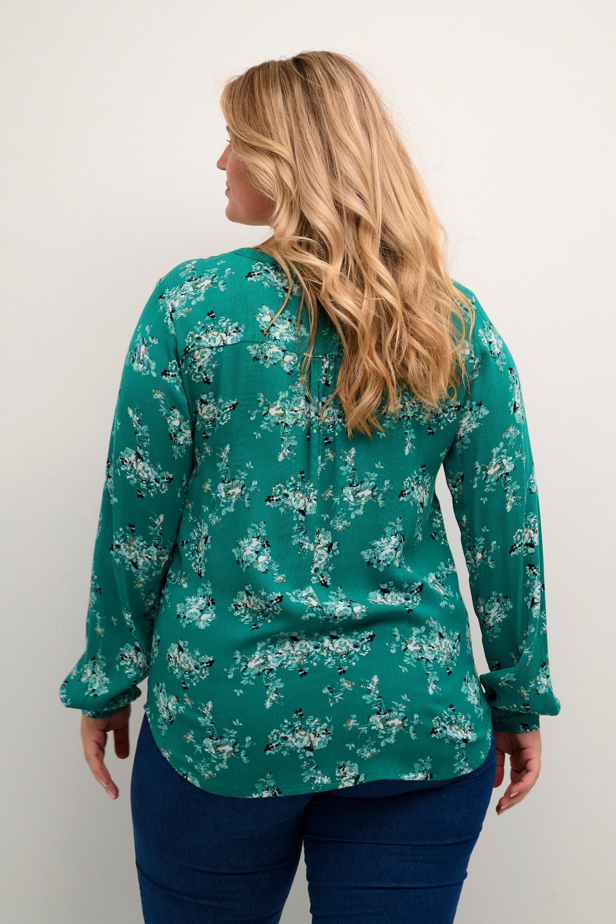 KAFFE Curve Langarmbluse Langarm-Bluse KCami Große Größen