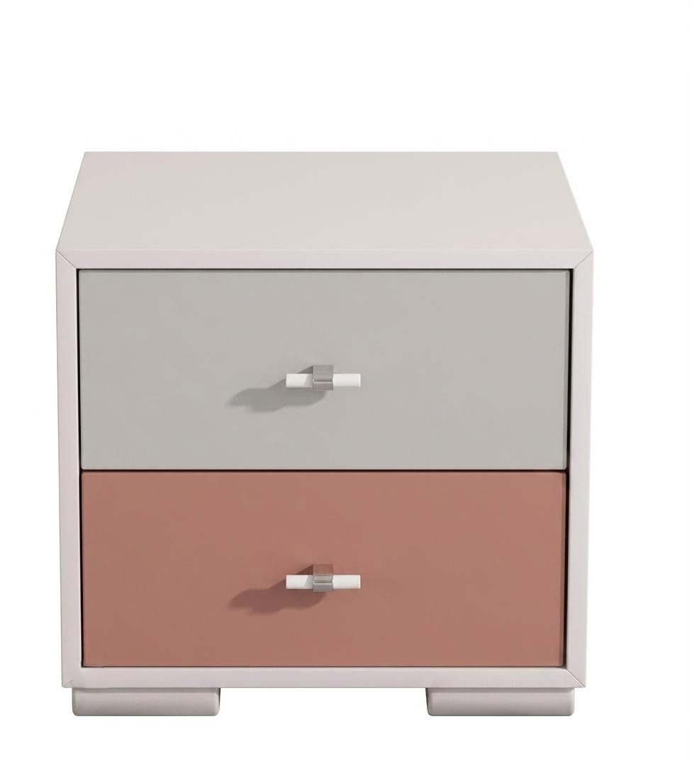 Xlmoebel Nachttisch Weiß-rosa Nachttisch für Mädchen im modernen Design (1-St., 1-tlg)