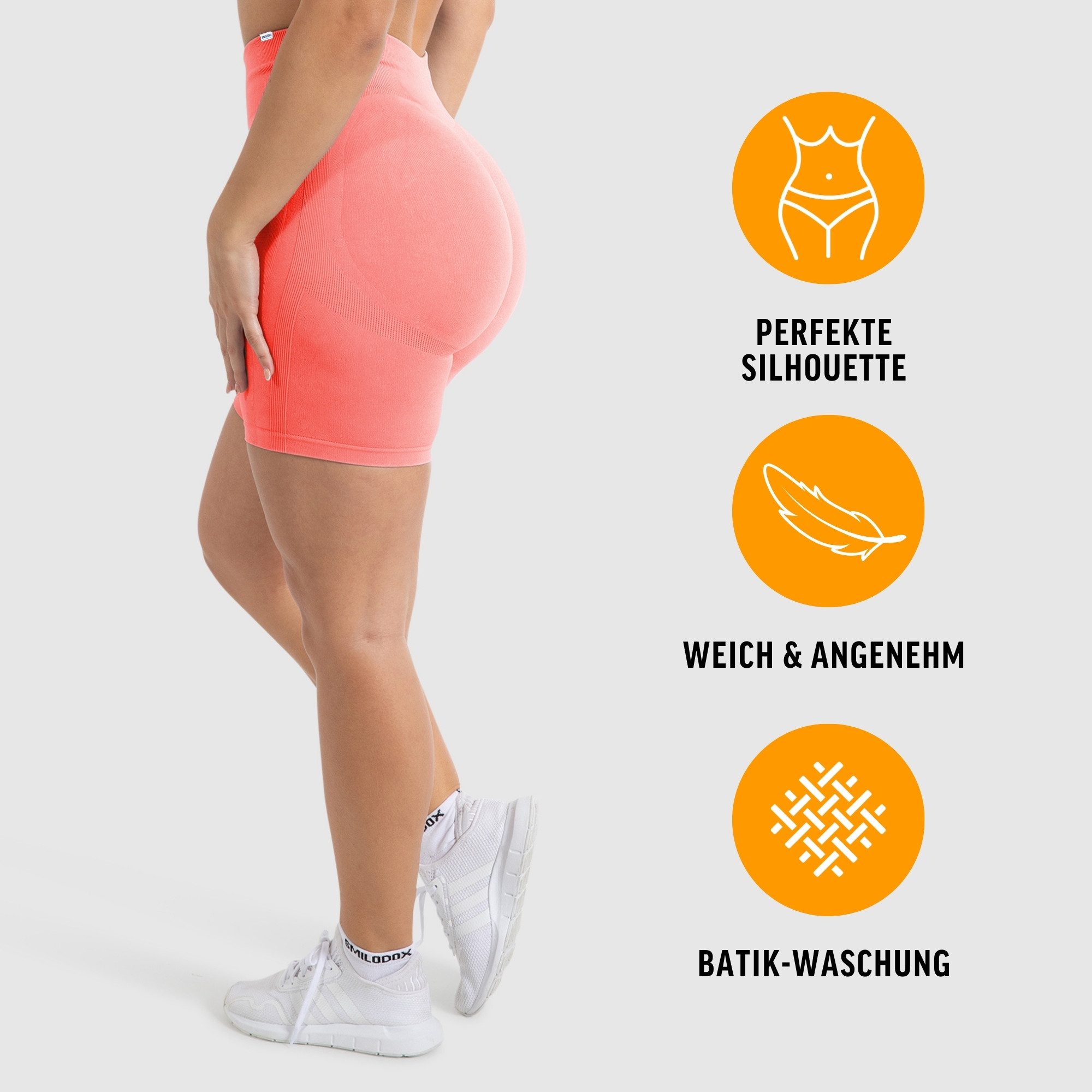 Smilodox Shorts Batik Ruth, High Waist V-Shape Hotpants mit Scrunch Yoga & Fitness Seamless Push Up Radlerhose Squatproof Sporthose Gym Freizeit
