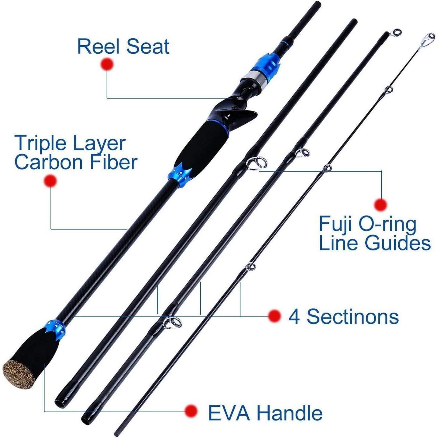 LuxusKollektion Baitcasterrute Angelruten- Combos 24-Tonnen mit Baitcastingrolle, 7.0:1-Ausrüstung