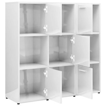 furnicato Bücherregal Hochglanz-Weiß 90x30x90 cm Holzwerkstoff