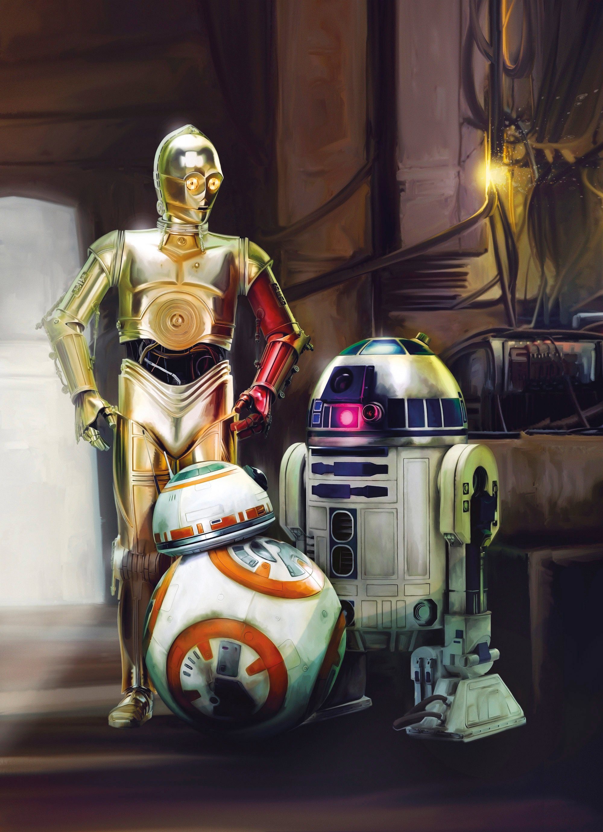 Komar Fototapete STAR WARS Three Droids - Größe 184 x 254 cm, glatt, bedruckt, Kinderzimmer