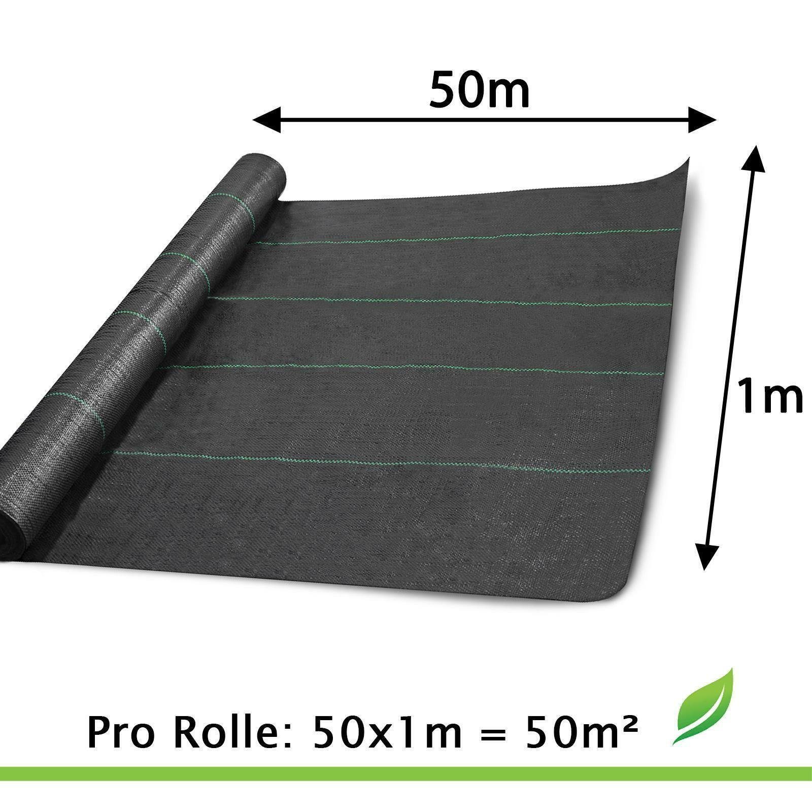 VERCO Unkrautvlies 50 m² auf 1x 50m Rolle mit 1m Breite, (Verlege Unkraut Vließ, 1-St., aufgerollt), 1 Rolle á 1,00 m x 50,00 m