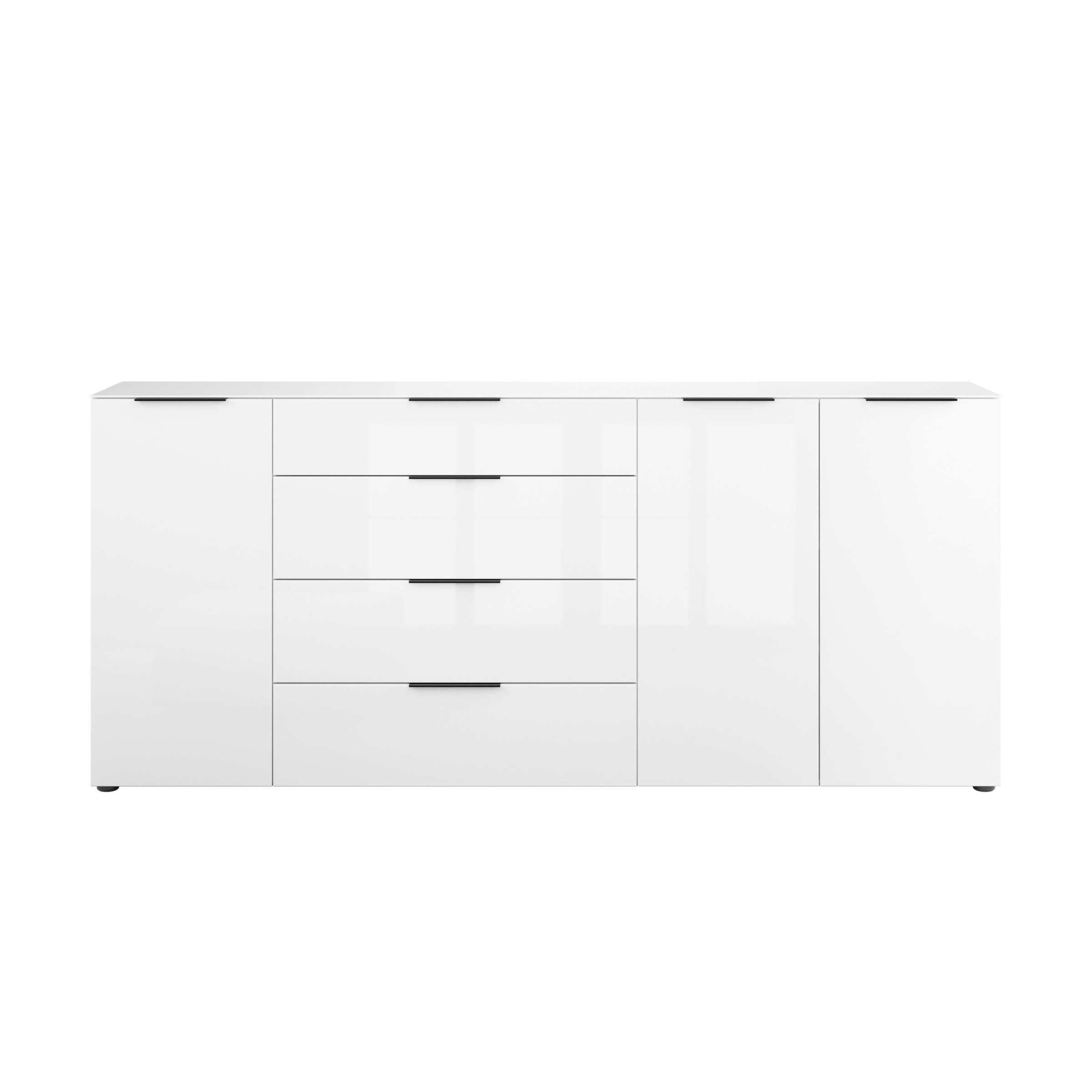 freiraum Sideboard style, in weiß matt - Weißglas - 225x98,7x40cm (BxHxT)
