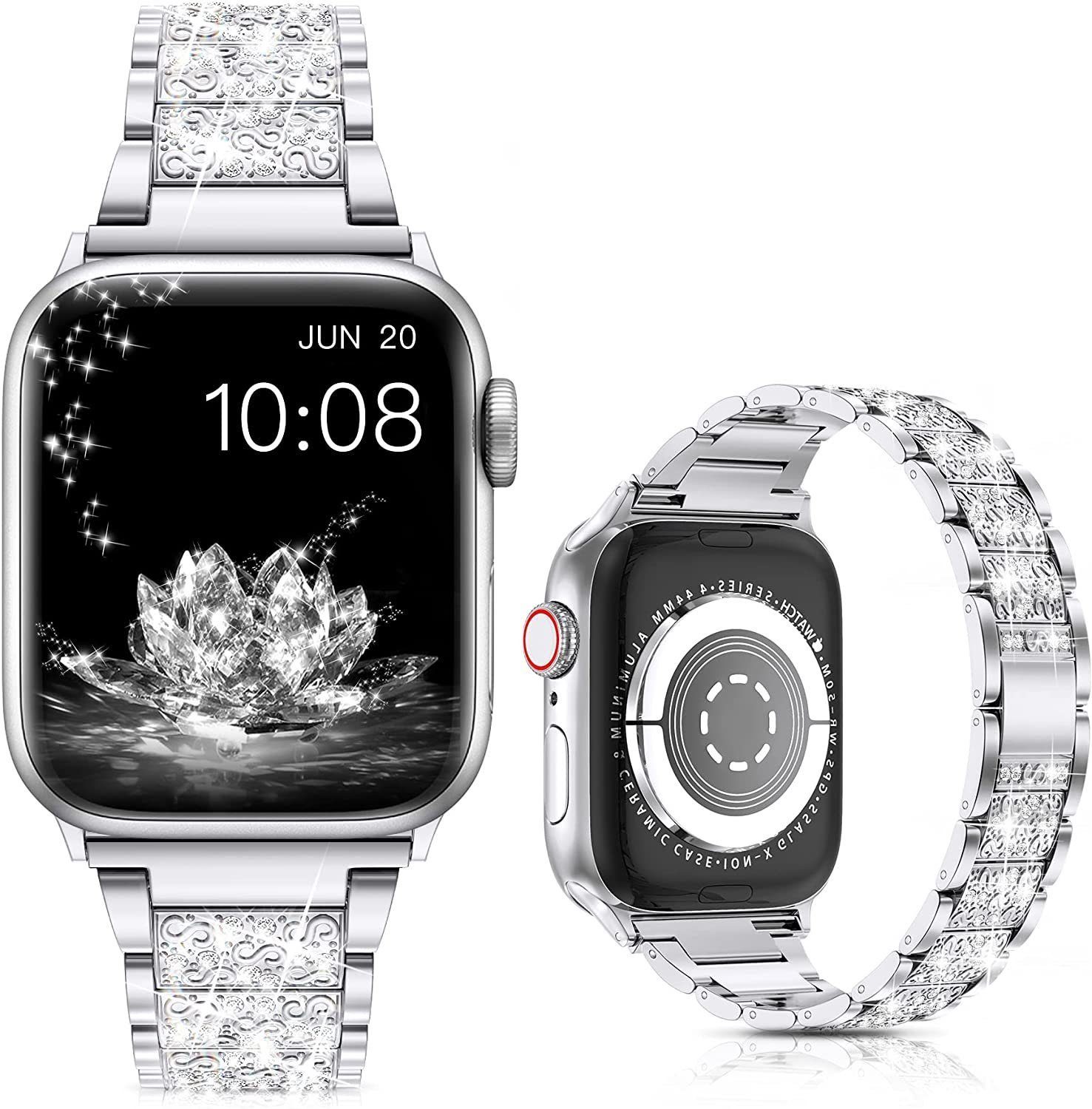 ELEKIN Smartwatch-Armband Für Apple Watch Armband,41 mm-38 mm,42 mm-45 mm Serie 7654321 Silber