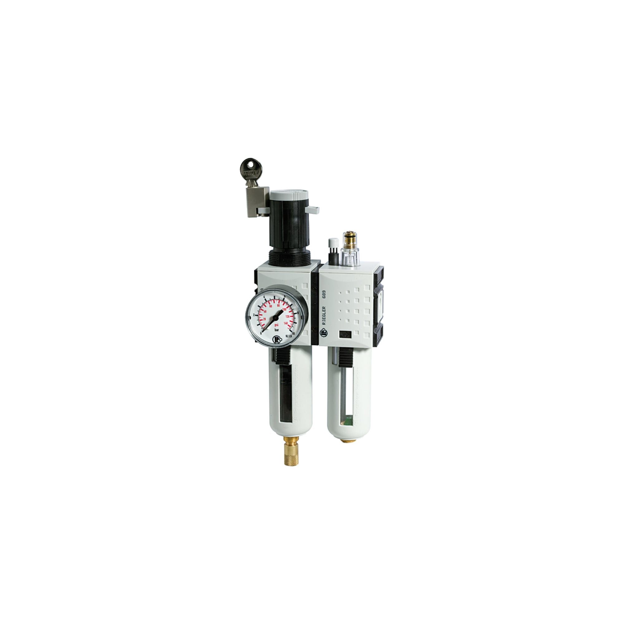 RIEGLER Druckminderer Riegler Wartungseinheit 2-tlg. »FUTURA«, PC, BG 2, G 3/8, 0,5-10 bar