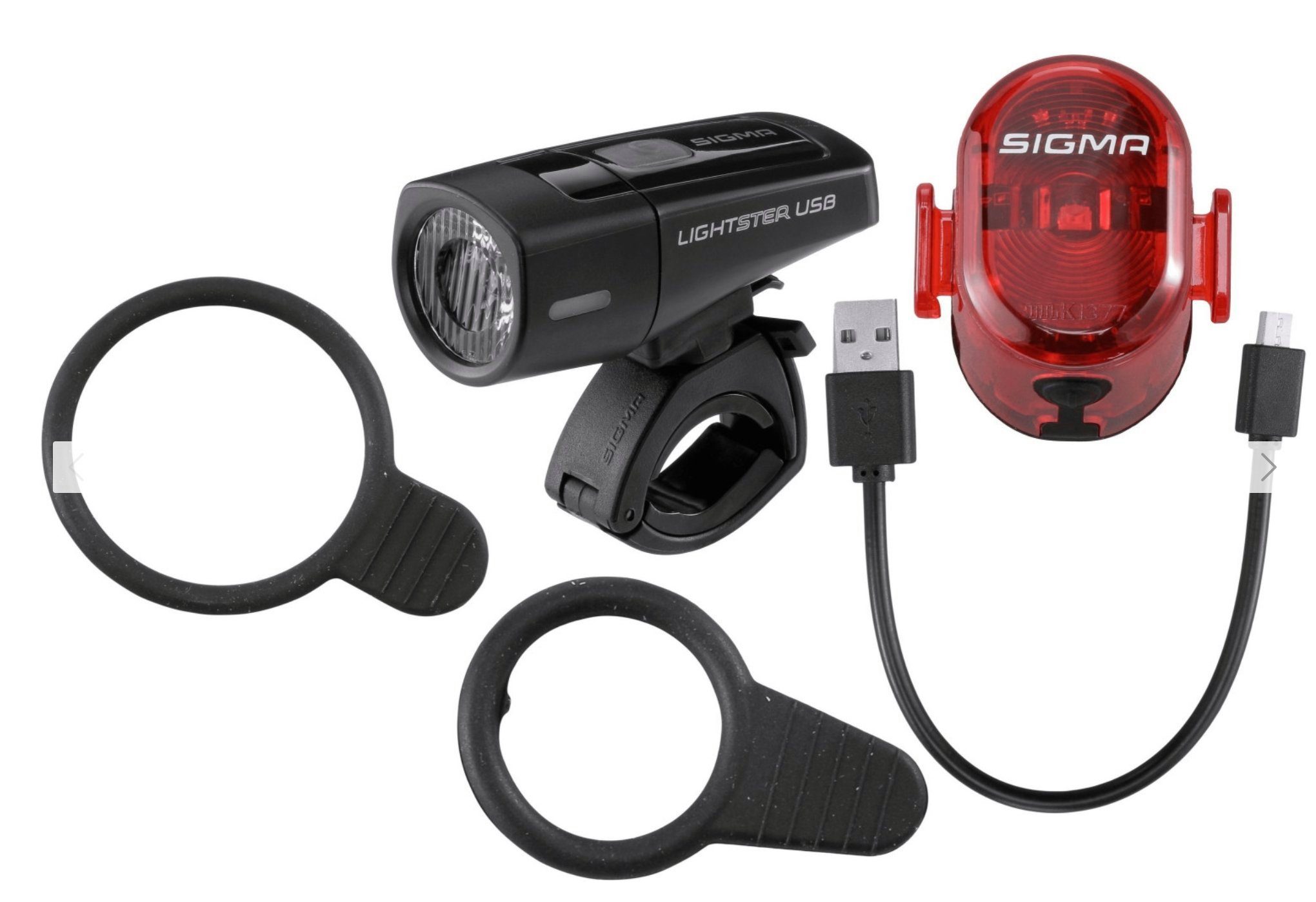 SIGMA Fahrradbeleuchtung Sigma Lightster USB + Nugget II