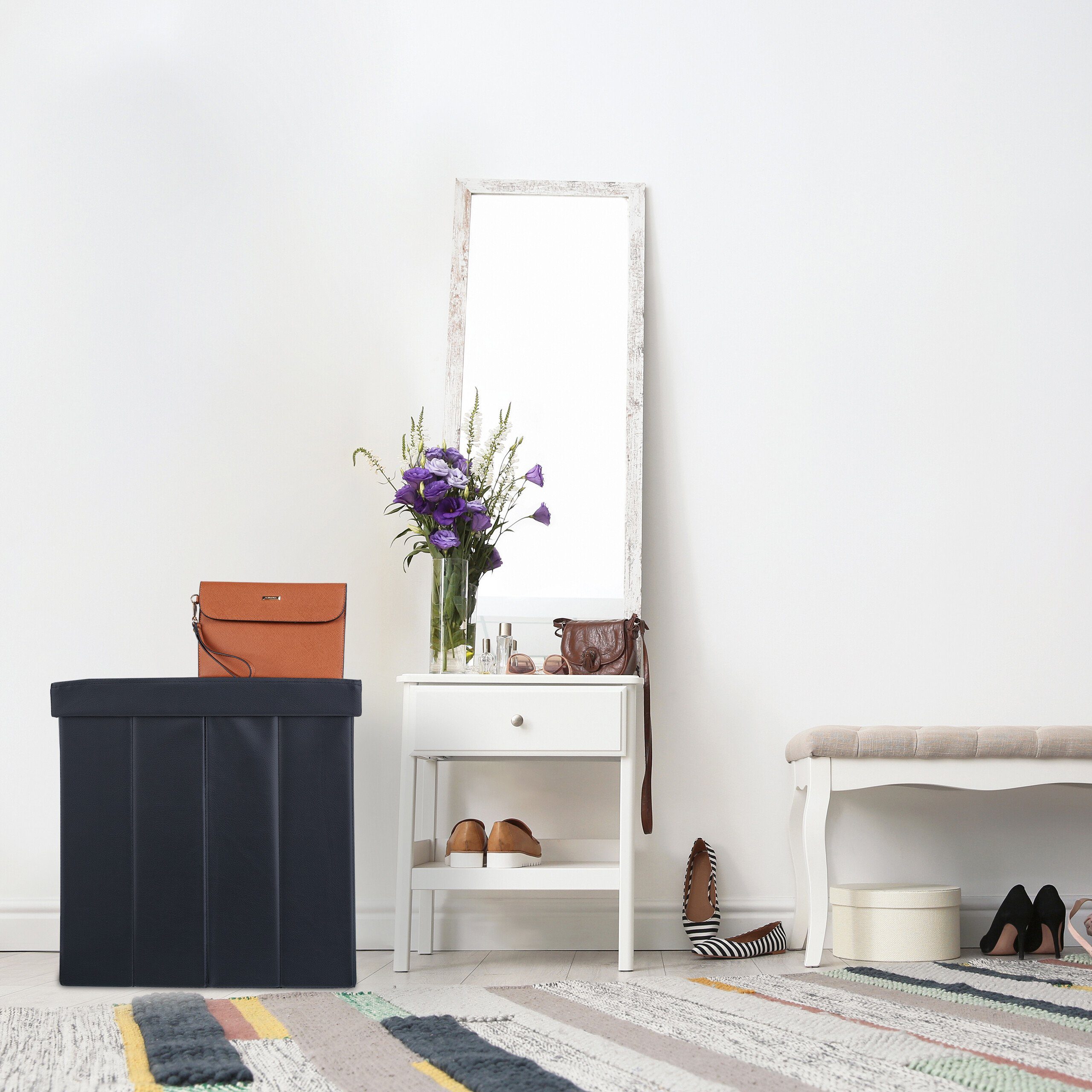 relaxdays Sitzhocker Schwarzer Sitzhocker Kunstleder günstig online kaufen