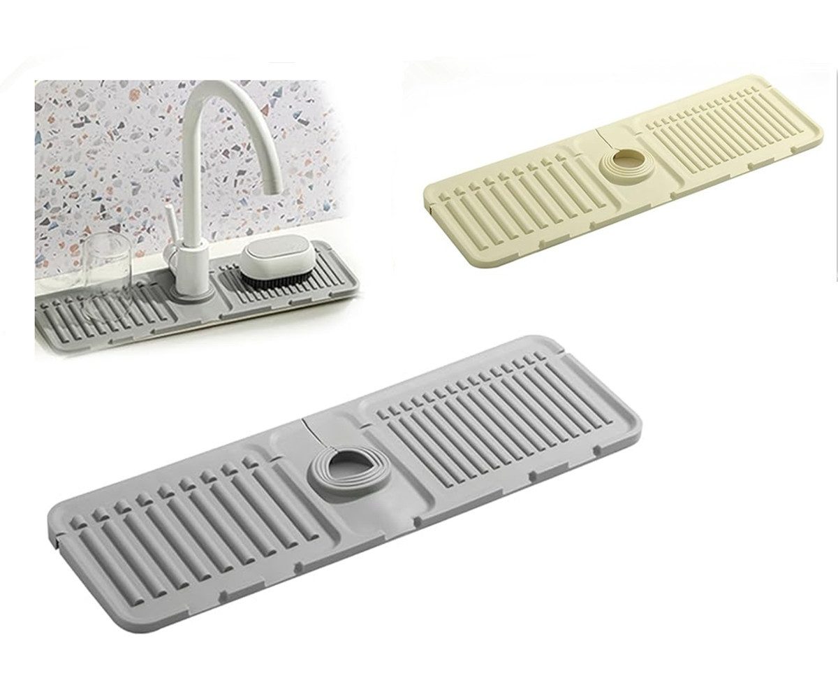 XDeer Abtropfmatte 2 Stück Wasserhahn Spritzschutz Abtropftablett Matte, Silikon, Abtropftablett Matte Wasserhahn Abtropfmatte