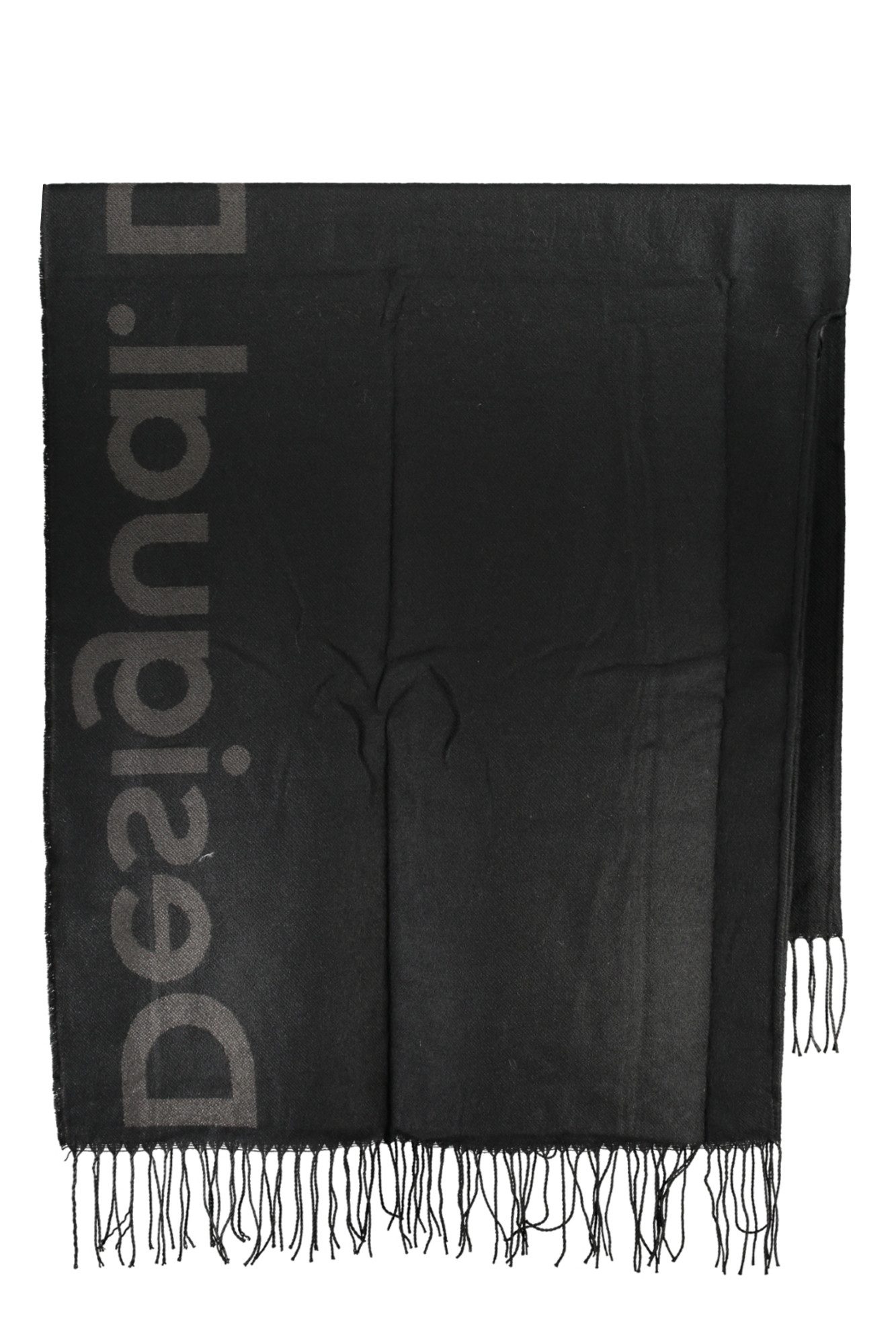Desigual Strickpullover Stilvoller Damenponcho in Schwarz mit kontrastierenden Details