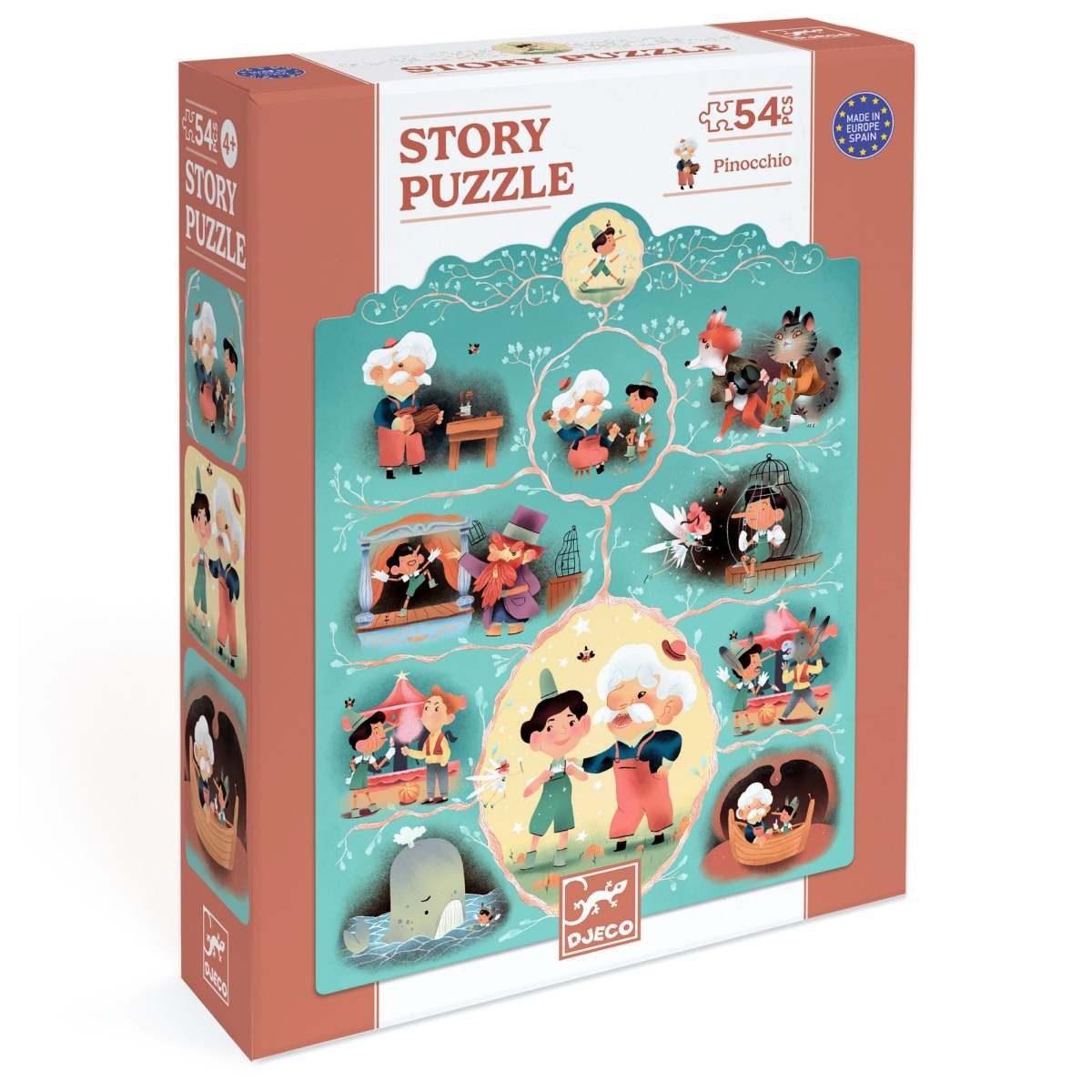 DJECO Puzzle Pinocchio - 54 Teile Kinderpuzzle für Kinder, 54 Puzzleteile, Kinderpuzzle