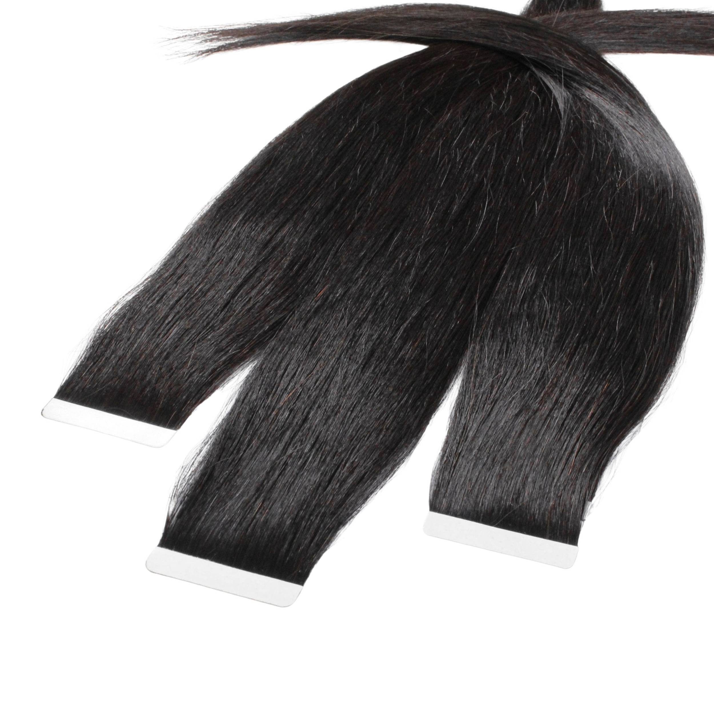hair2heart Echthaar-Extension Tape Extensions glatt #4/0 Dunkelbraun 60cm