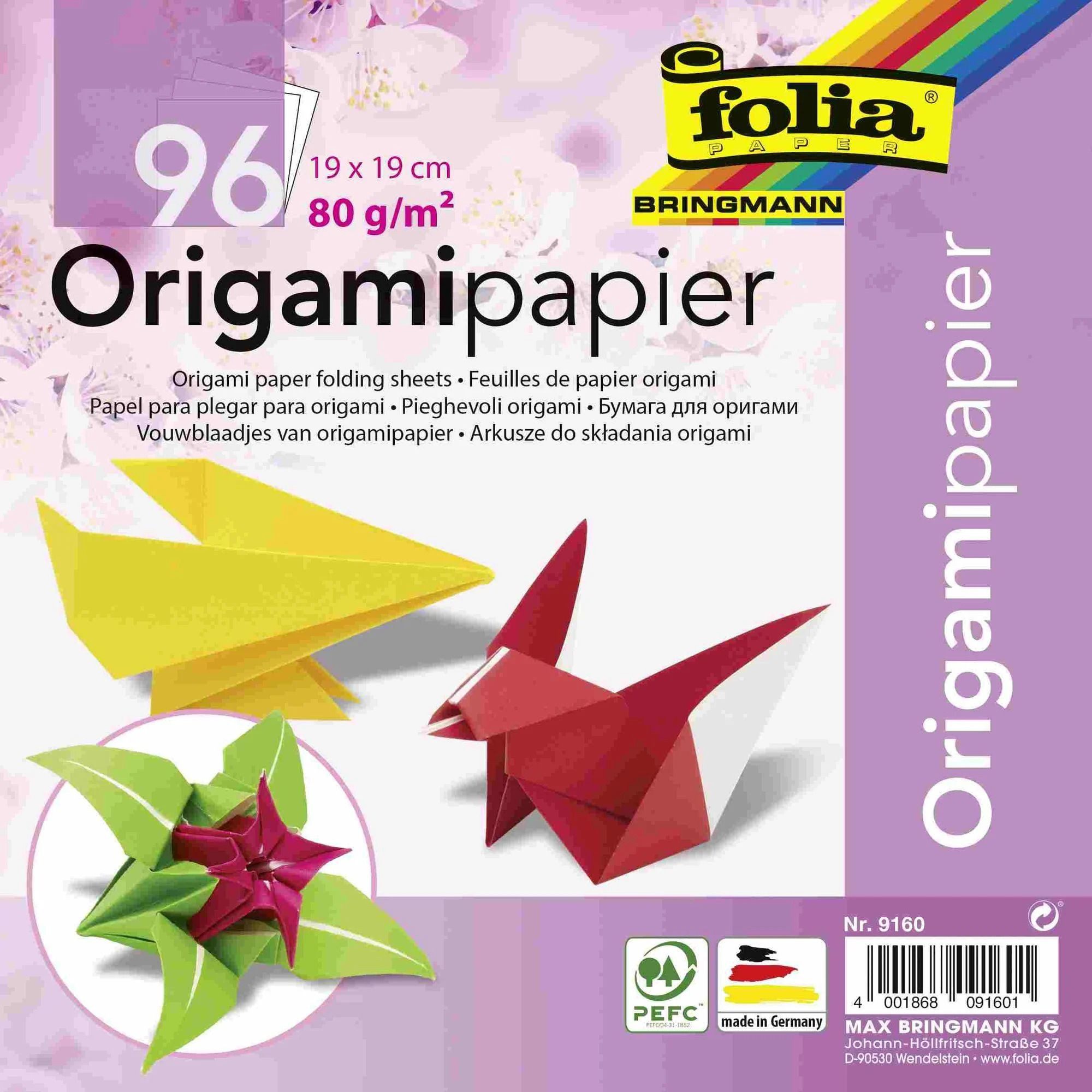 Designpapier folia Origami-Faltbl„tter, 190 x 190 mm, farbig sortiert