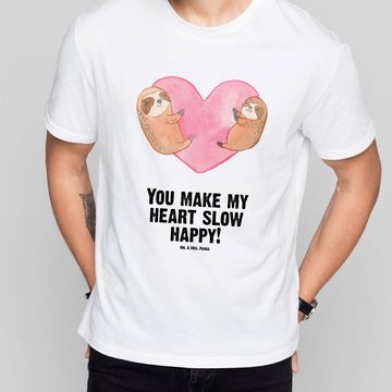 Mr. & Mrs. Panda T-Shirt Faultiere Herz - Weiß - Geschenk, T-Shirt, Liebesbeweis, Geschenk für (1-tlg)