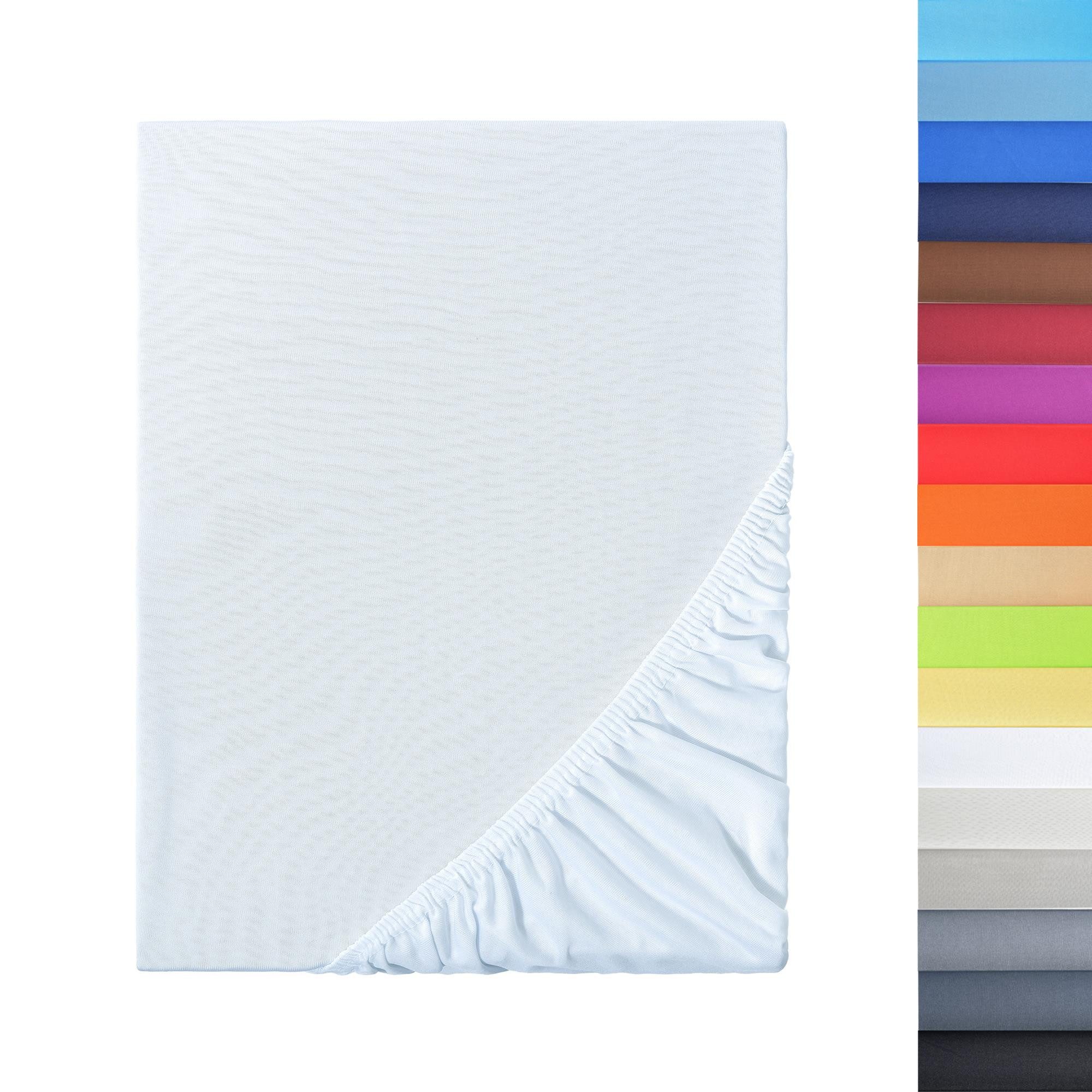 NatureMark Spannbettlaken Boxspringbett Mikrofaser Spannbetttuch 200x220cm, Polyester, Gummizug: rundum, Weiß
