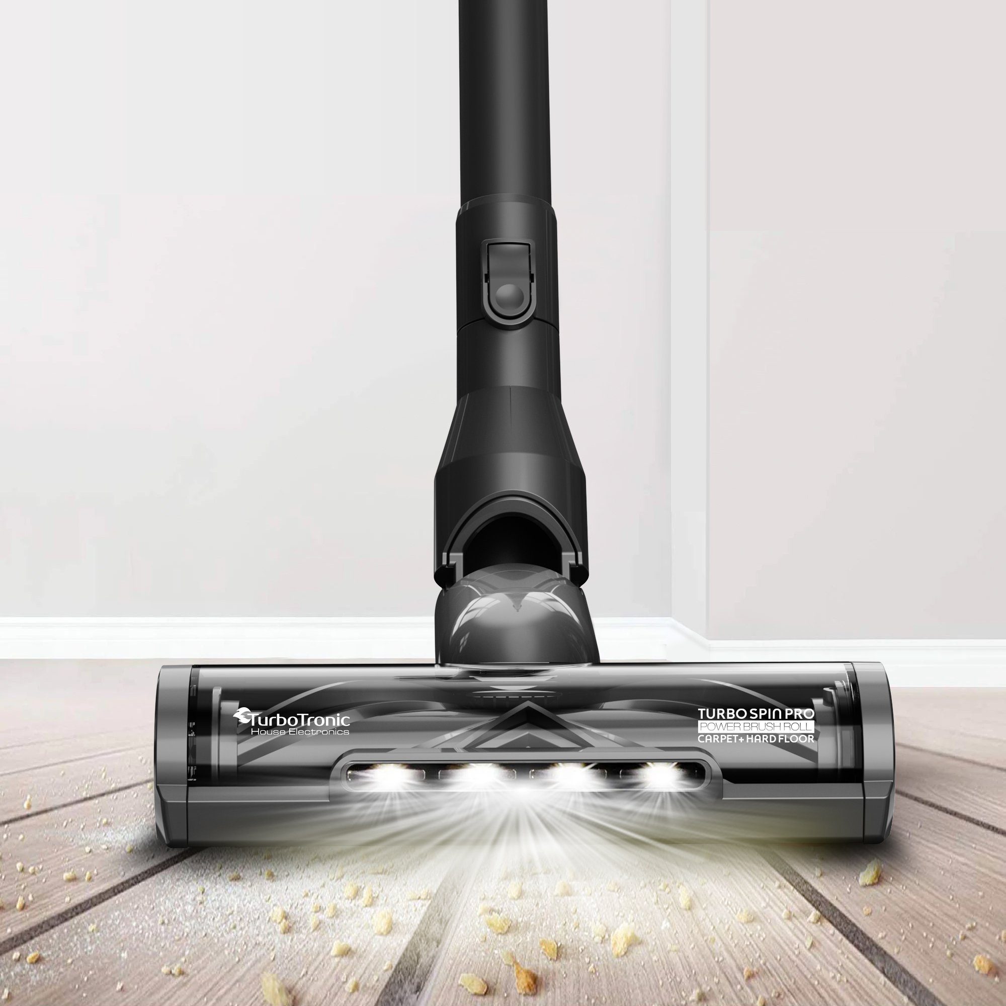 TurboTronic by Z-Line Akku-Hand-und Stielstaubsauger >10 kpa, 35 Min. Laufzeit, ultra-Leichtgewicht Boden Staubsauger, 120 W, beutellos, beutelloser Akku-Staubsauger, kabellos mit Wandhalterung und LED-Licht