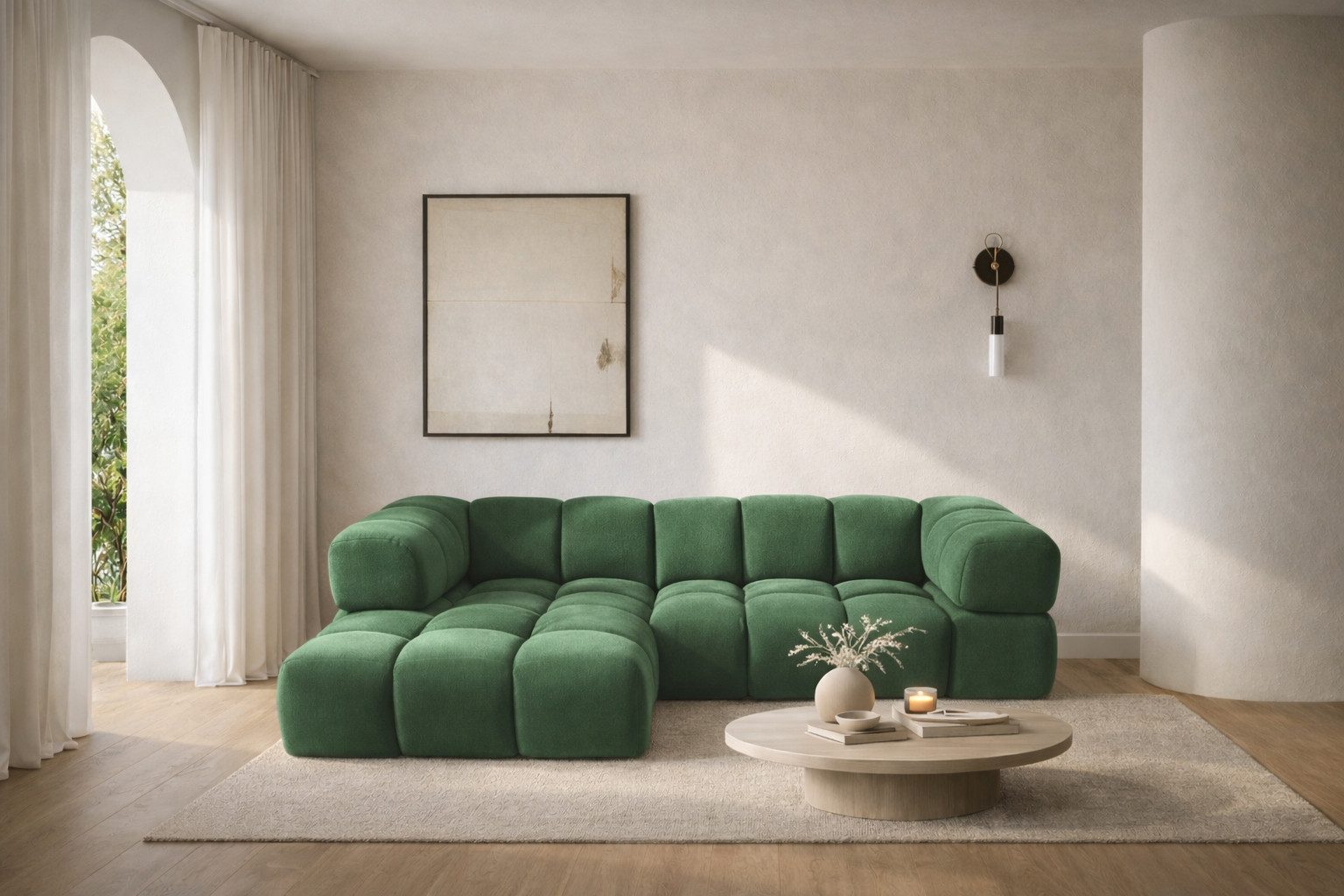 Kaiser Möbel Ecksofa luxuriöses Velours-Sofa im Stoff Bluvel modernes AVERRO, Premium-Velours Bluvel,Weiche abgerundete „Bubble“-Formen