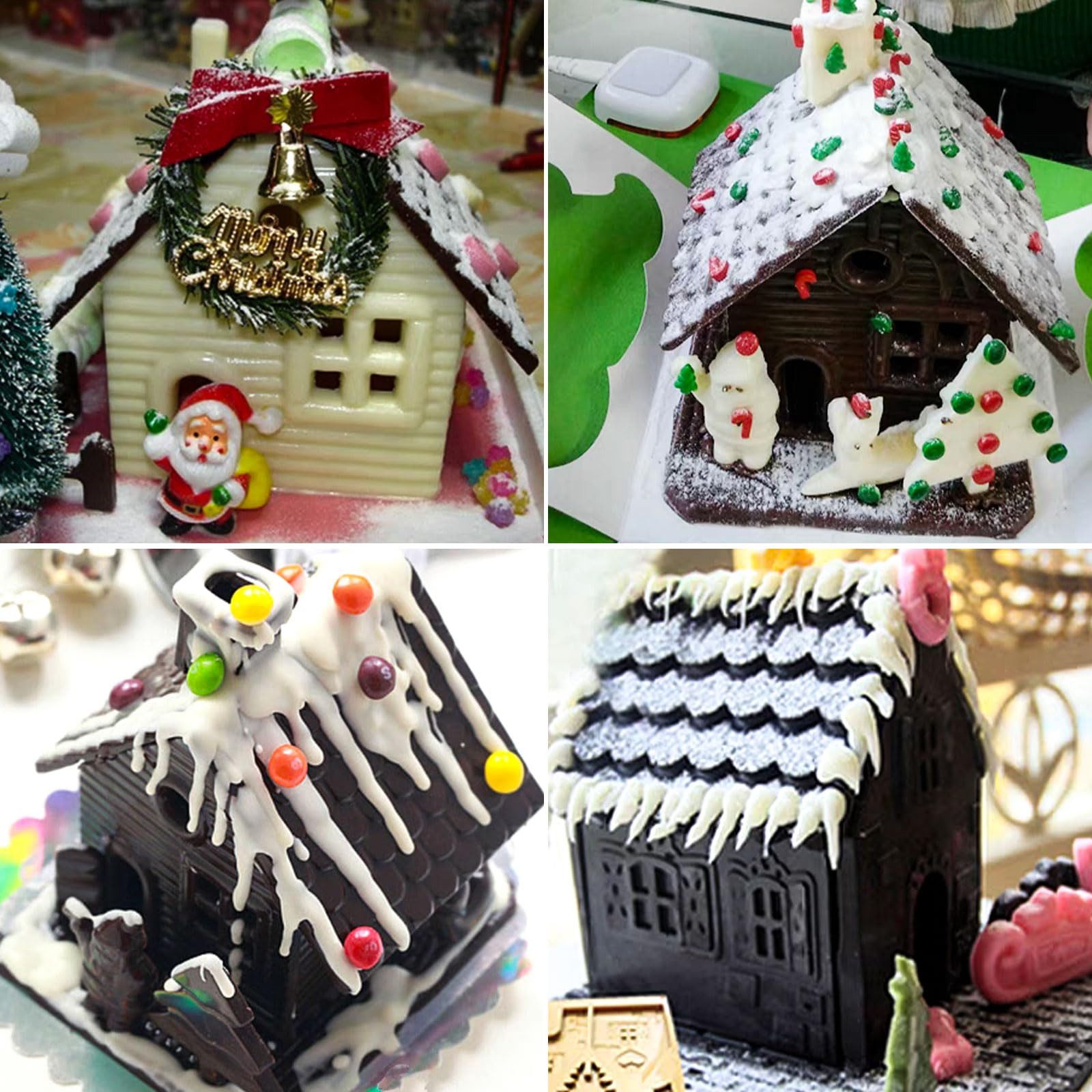 Bomiclss Silikonform Silikon Backform Weihnachten 2er Set, 3D Lebkuchenhaus Form, (2-tlg), Schokoladenform und Fondantform für Weihnachtsgebäck – Bild 5 von 5