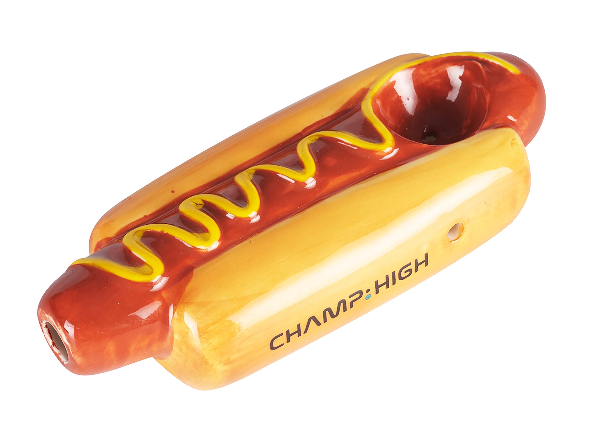 CHAMP HIGH Handpfeife KERAMIKPFEIFE "Hot Dog" 11,5cm Tabakpfeife aus Keramik 69, Kräuterpfeife Purpfeife Tabak Pfeife Pipe