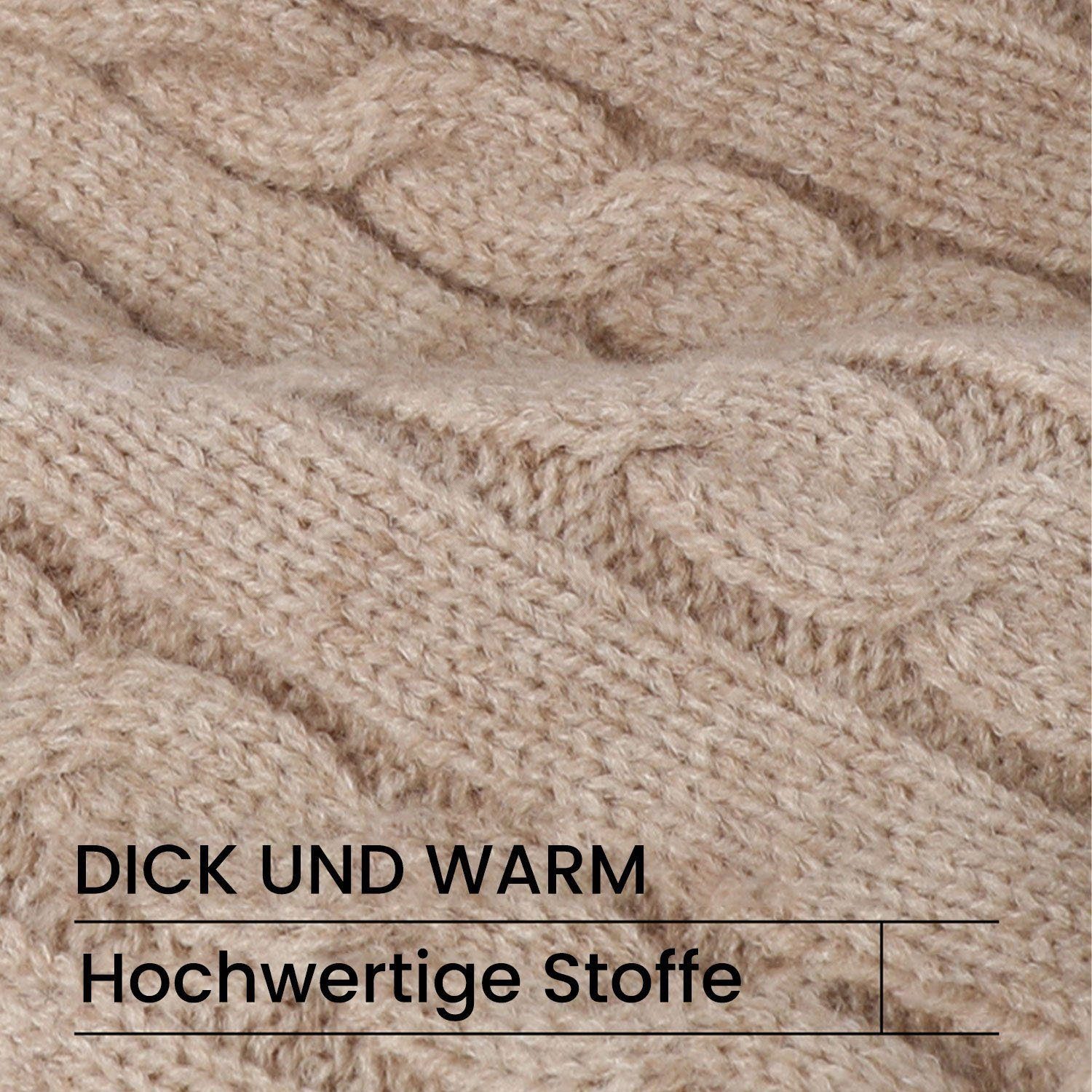 & Set Lang und Daisred Schal Mütze Schwarz Winter Mütze Handschuhe Schal Touchscreen