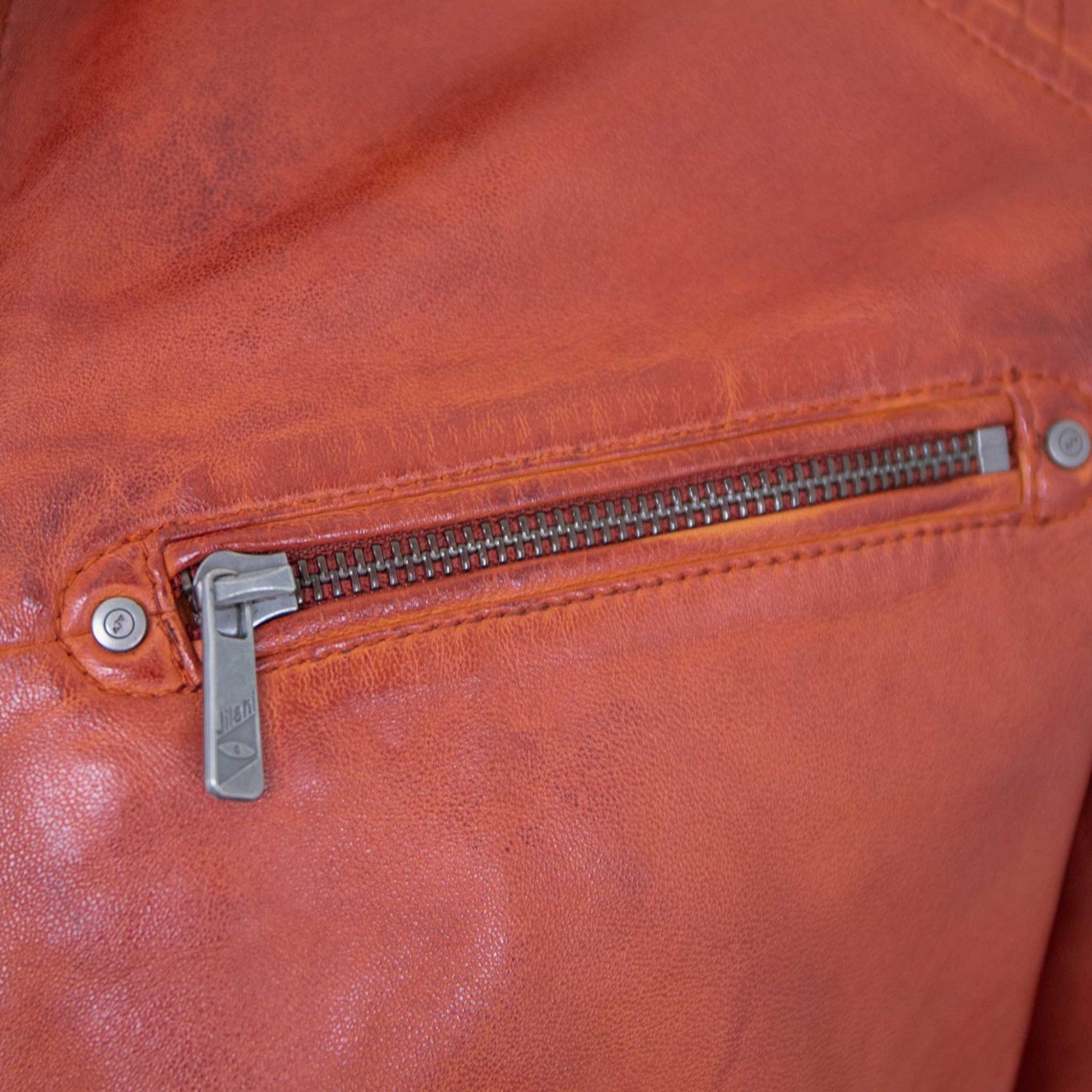Jilani Lederjacke Ventura Jilani Collection - Herren Lederjacke Kapuze Lammnappa rot-orange